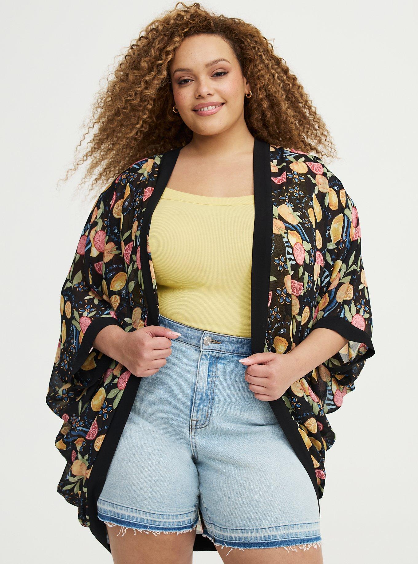 Cocoon Kimono, FRUITY PICNIC BLACK, hi-res