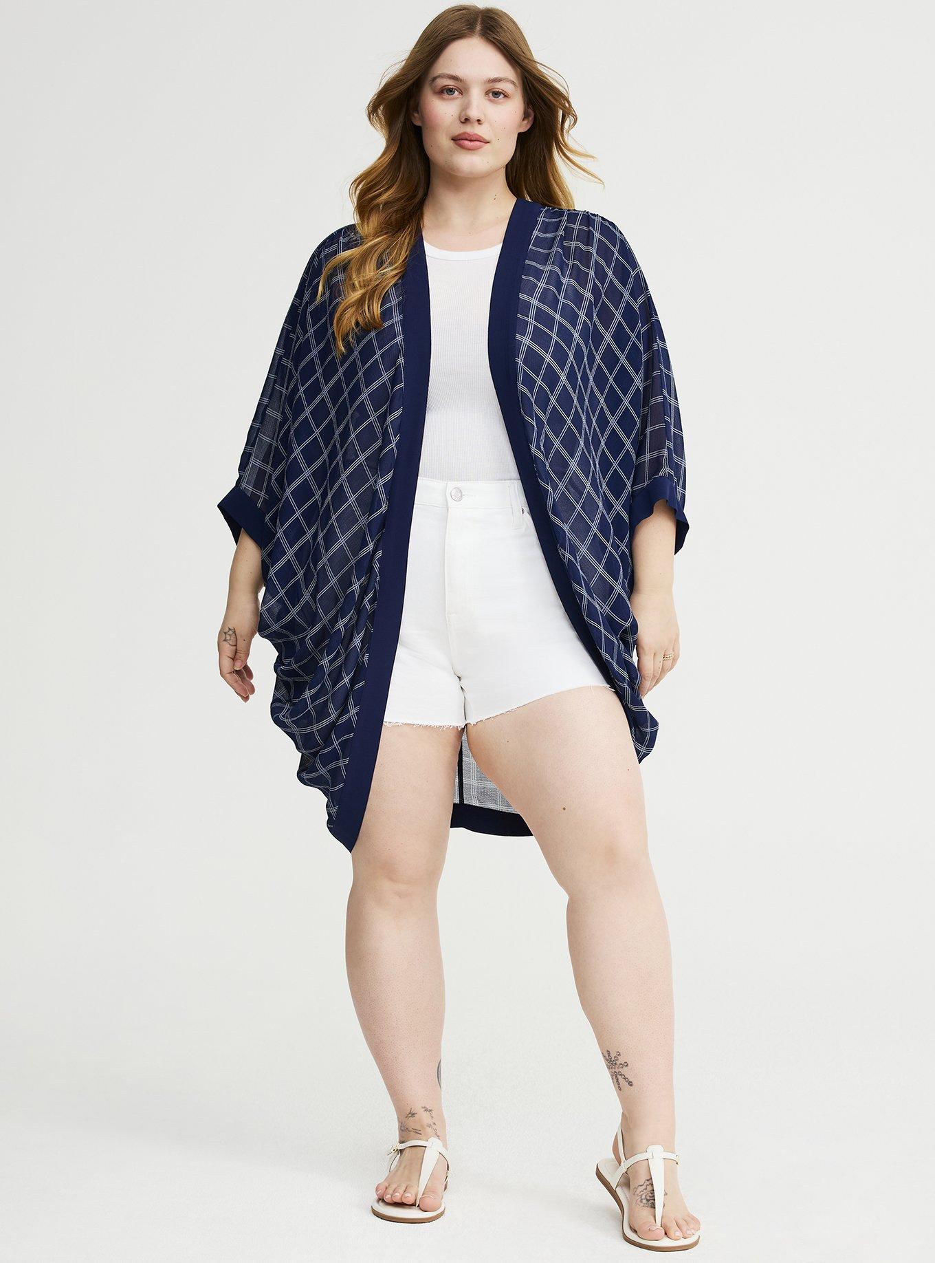 Cocoon Kimono, EMMIE PLAID NAVY, alternate