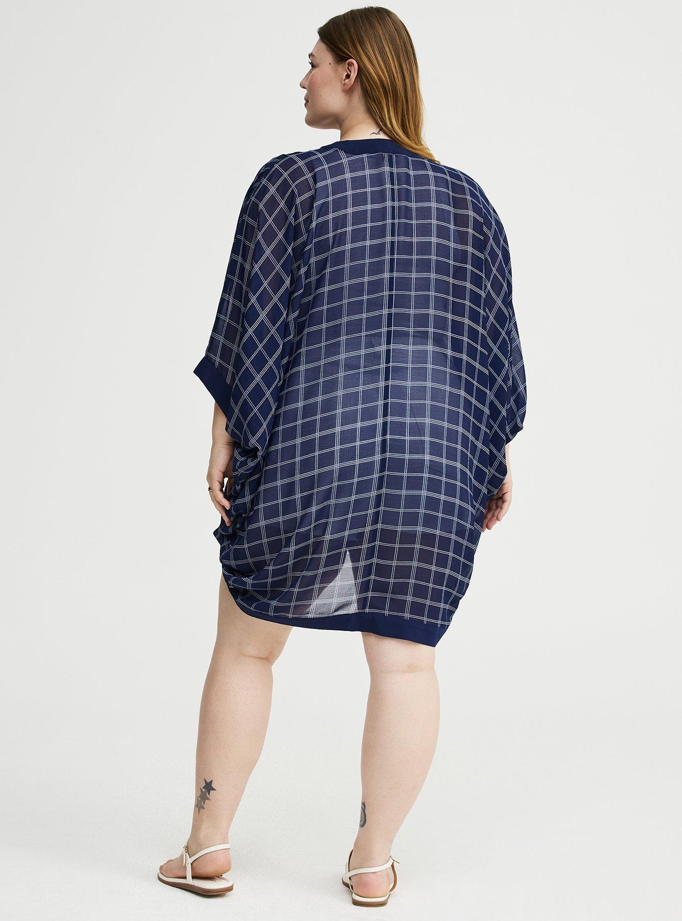 Cocoon Kimono, EMMIE PLAID NAVY, alternate