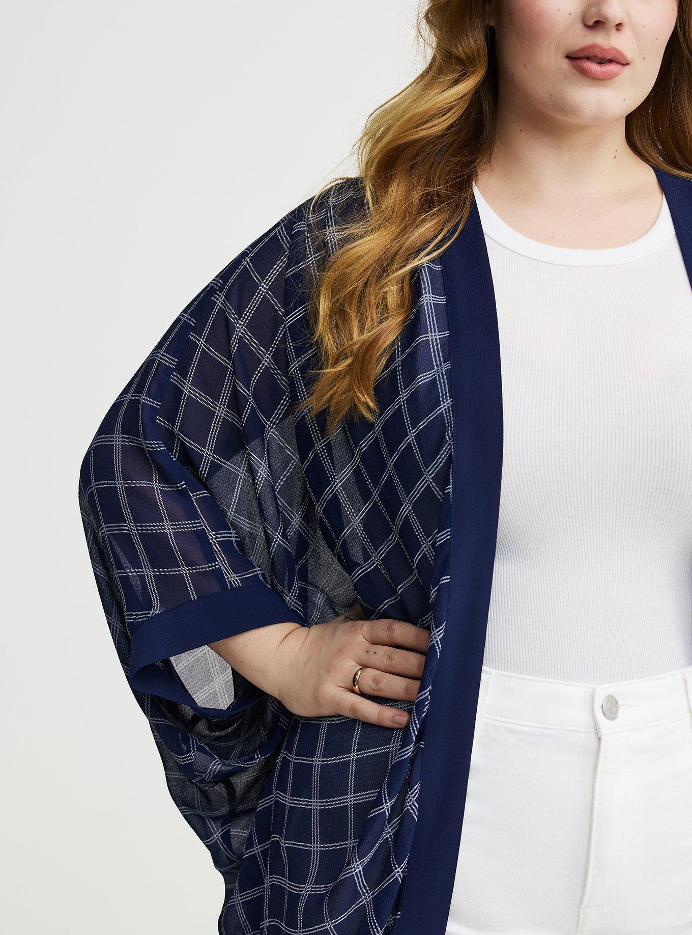 Cocoon Kimono, EMMIE PLAID NAVY, alternate