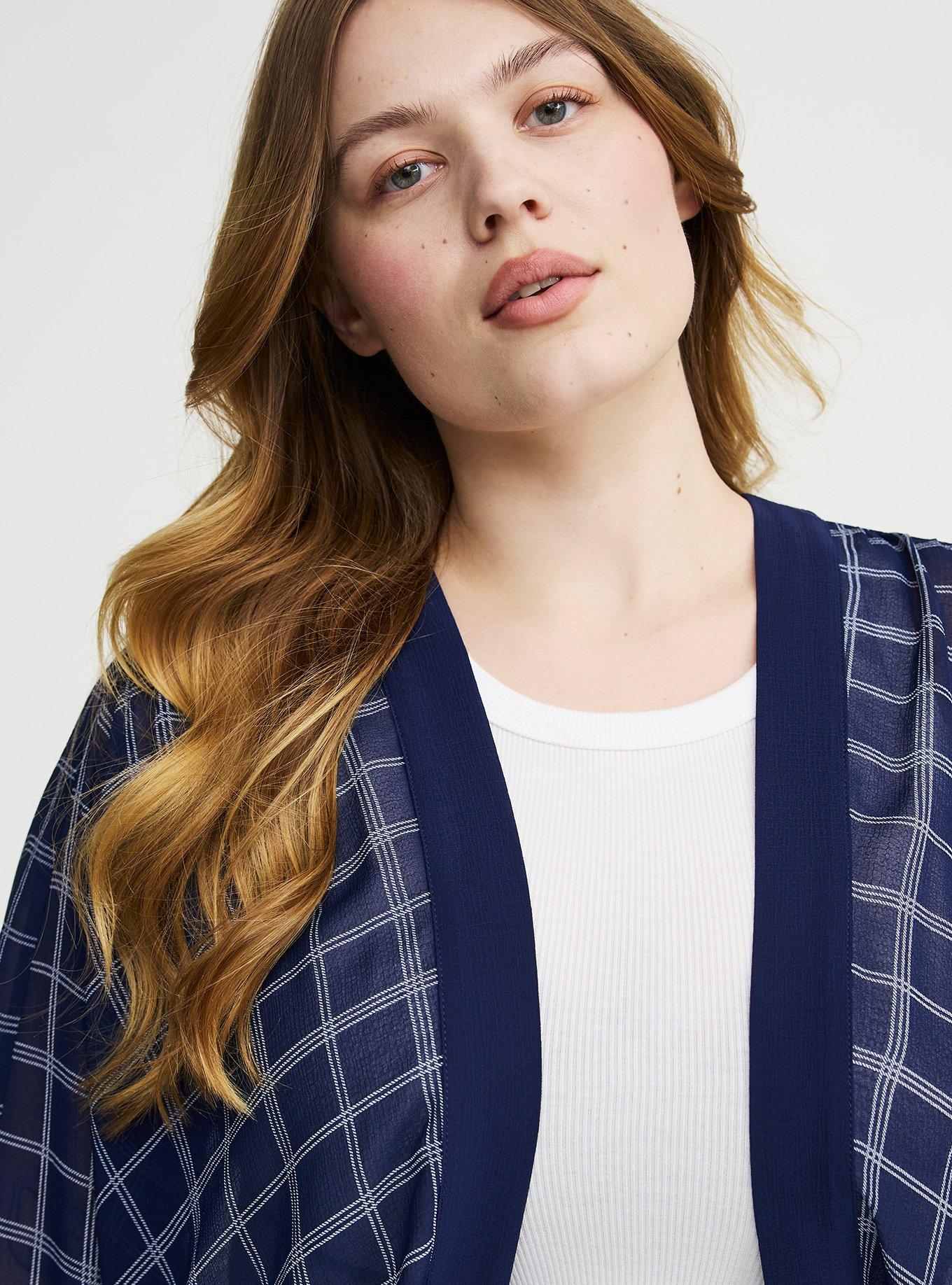 Cocoon Kimono, EMMIE PLAID NAVY, alternate
