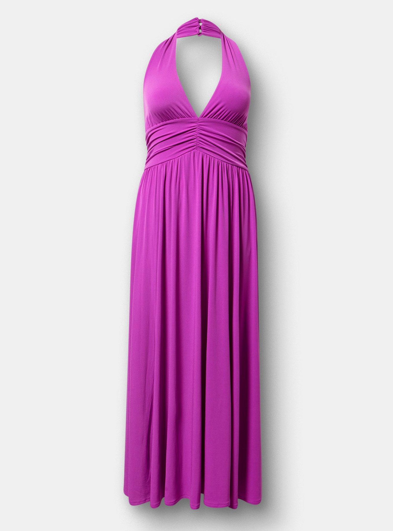 plus size halter formal dress Final Sale Plus Size Halter Chiffon Maxi Dress with Slits in Olive Palm Print main image 1