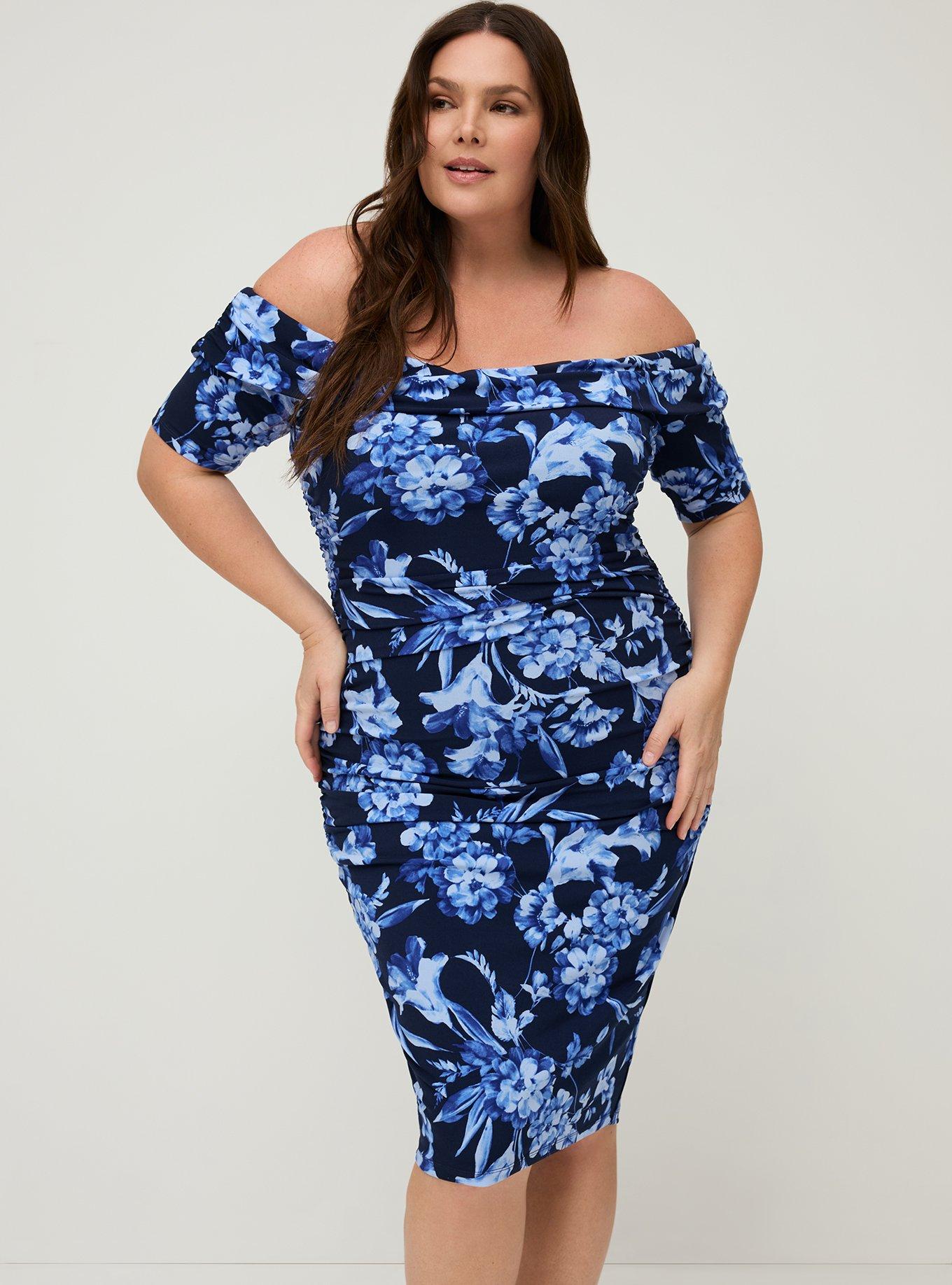 Studio Knit Off-Shoulder Ruched Maxi Dress, DUTCH FLORAL NAVY, alternate