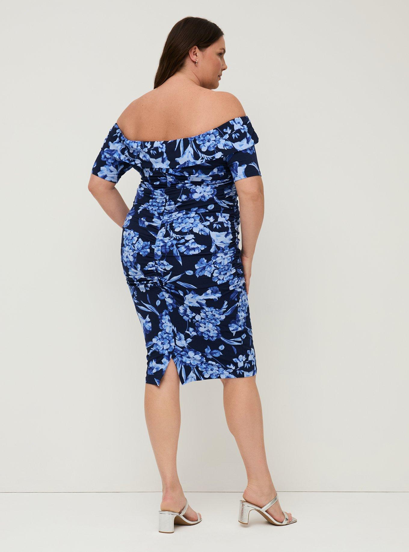 Studio Knit Off-Shoulder Ruched Maxi Dress, DUTCH FLORAL NAVY, alternate