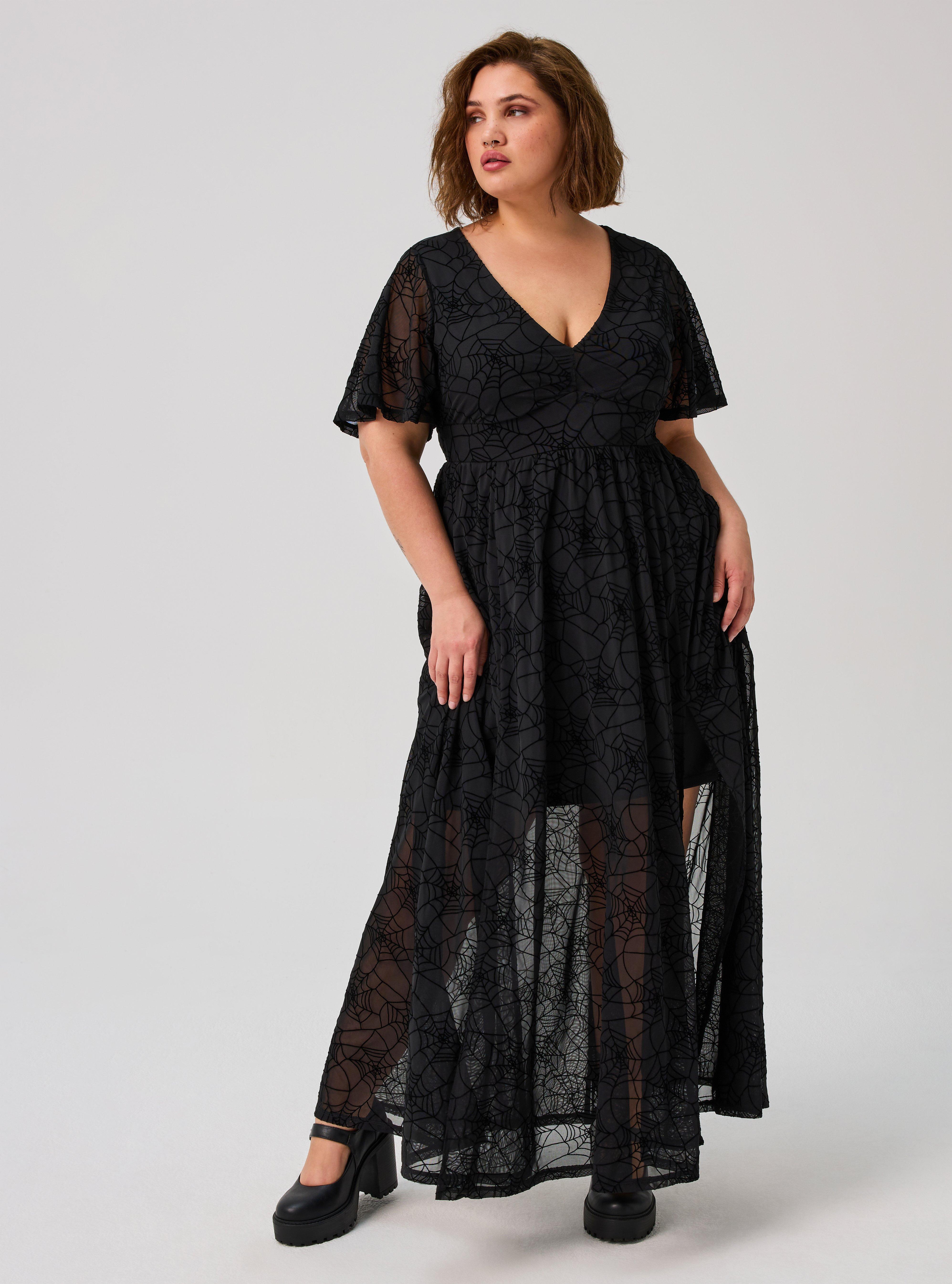 Nightfall Mesh Maxi Dress, SPIDERWEBS BLACK MESH, hi-res