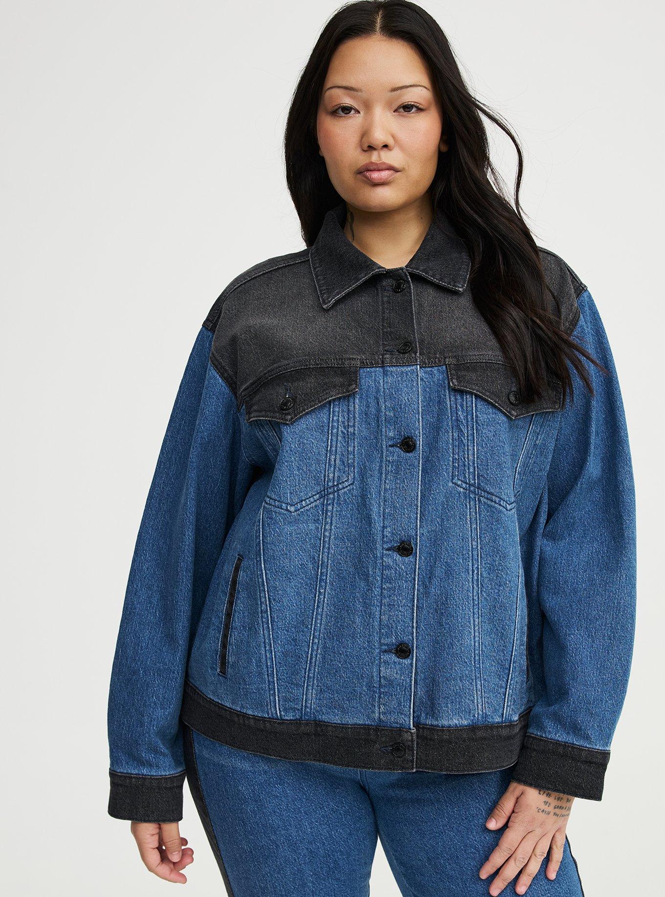 Vintage Stretch Denim Trucker Jacket, TWO TONE, alternate