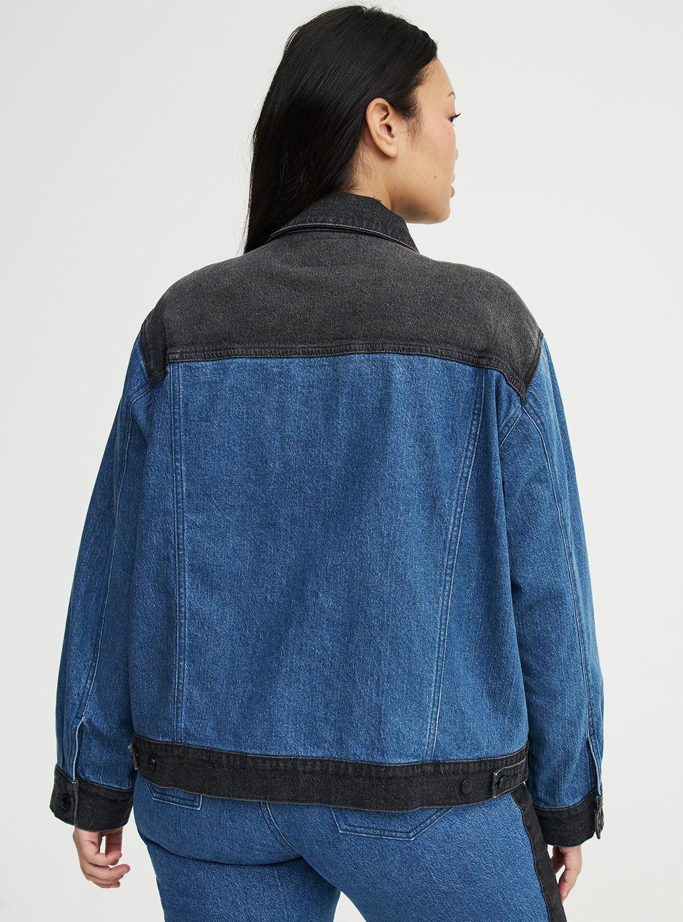 Vintage Stretch Denim Trucker Jacket, TWO TONE, alternate