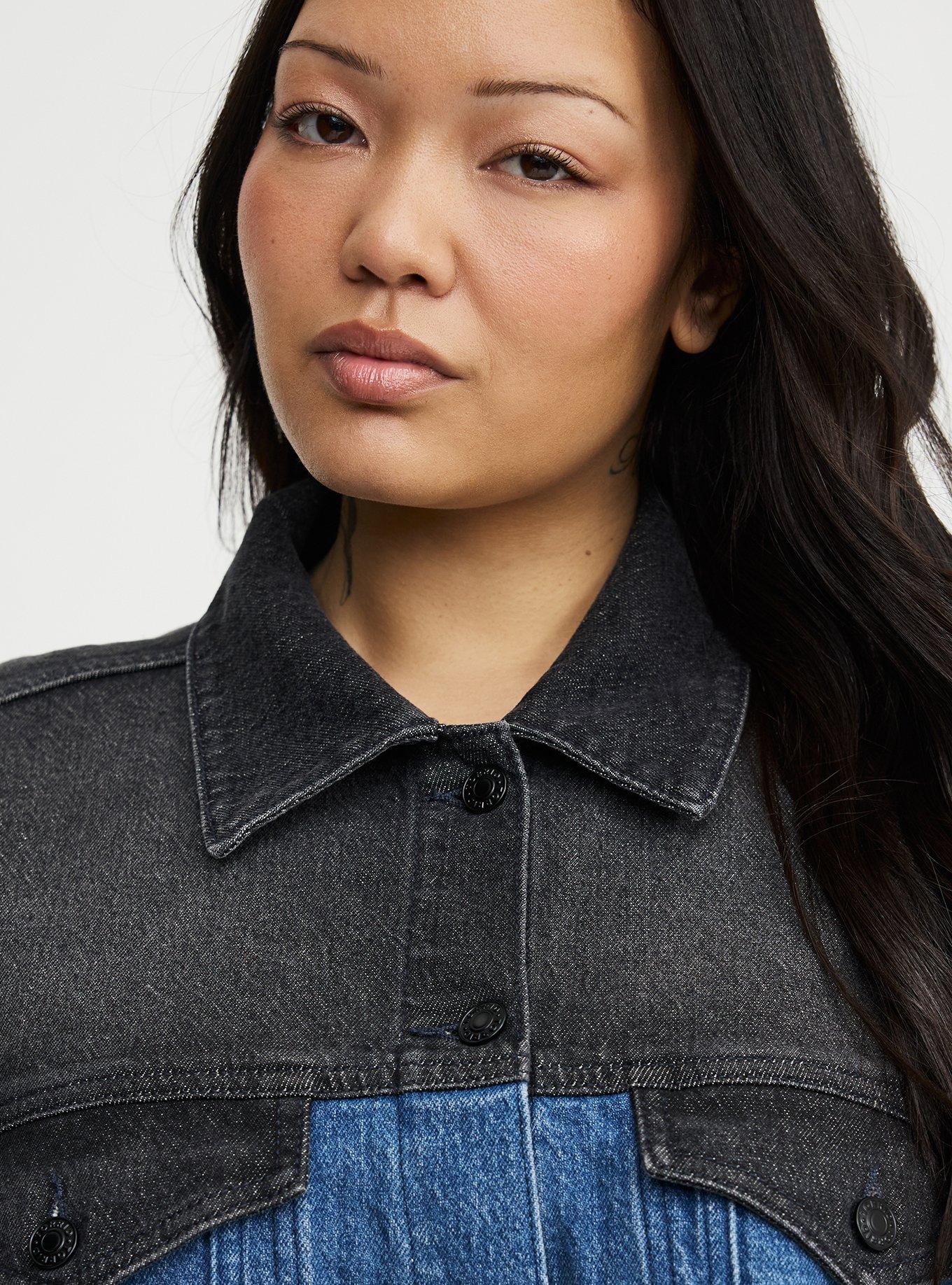 Vintage Stretch Denim Trucker Jacket, TWO TONE, alternate