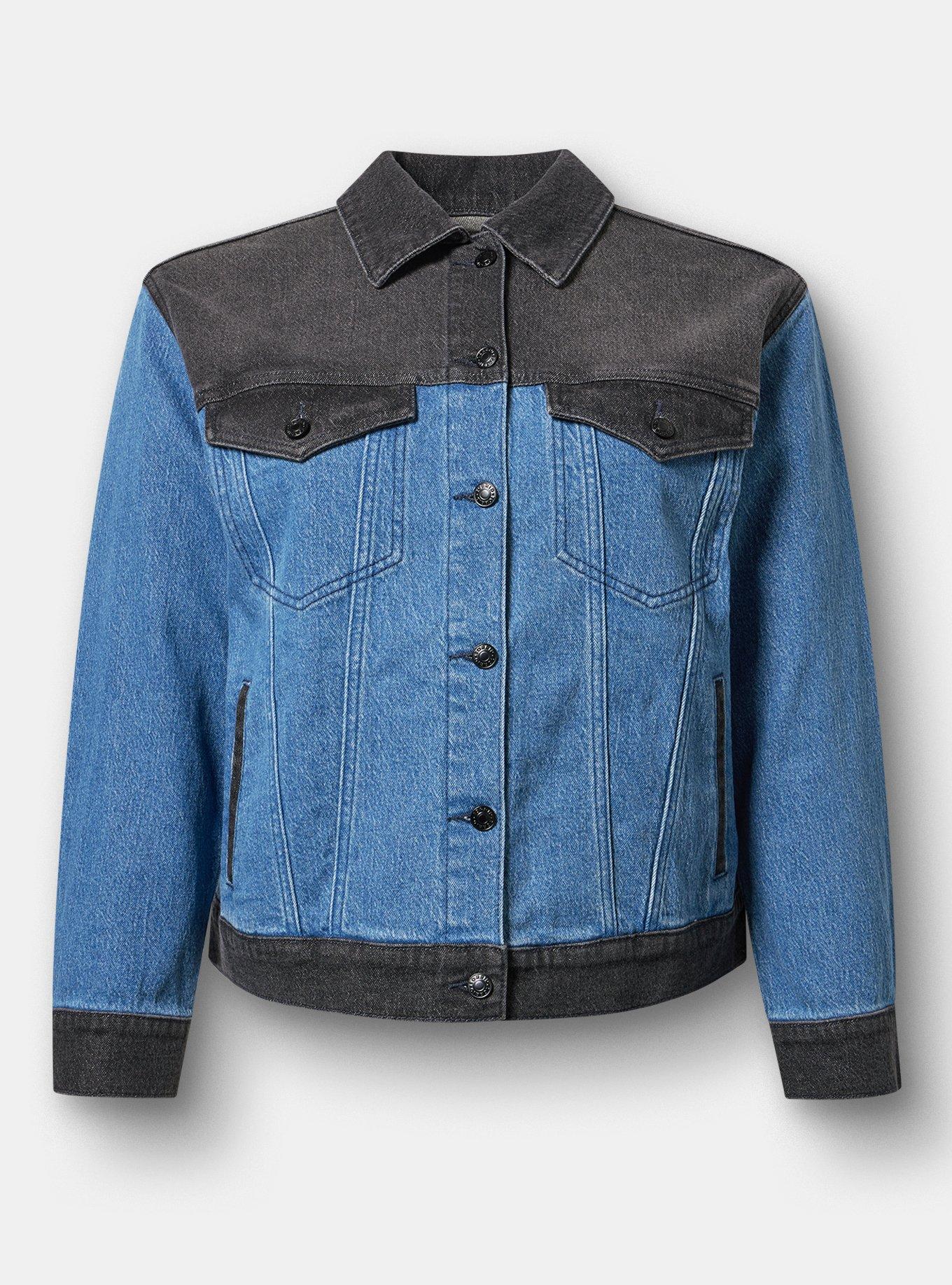 Vintage Stretch Denim Trucker Jacket, TWO TONE, hi-res