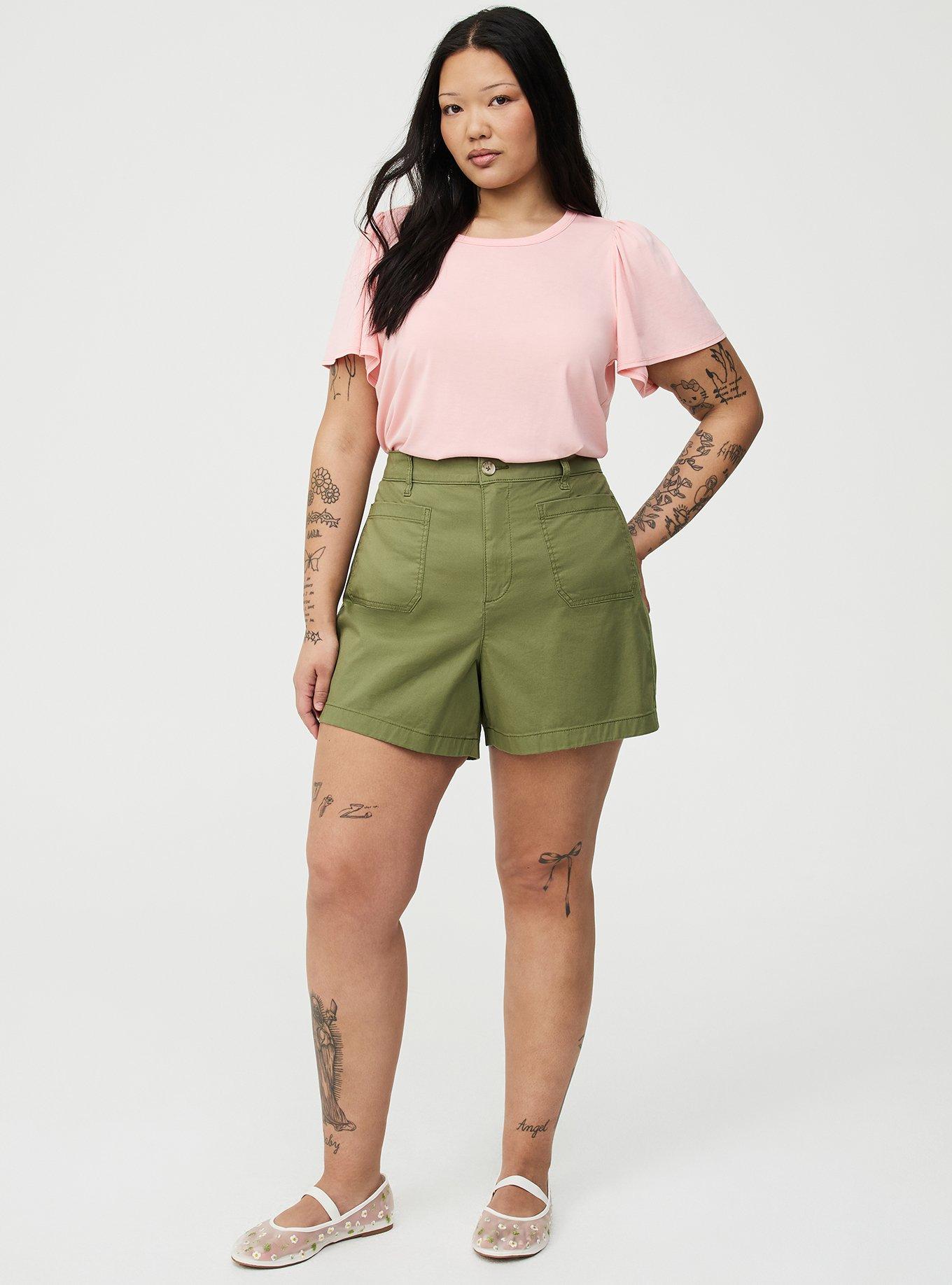 Lightweight High-Rise Twill Short, OLIVINE, hi-res