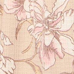 Textured Jersey Flutter Sleeve Babydoll Top, SKETCHBOOK FLORAL TAN, swatch