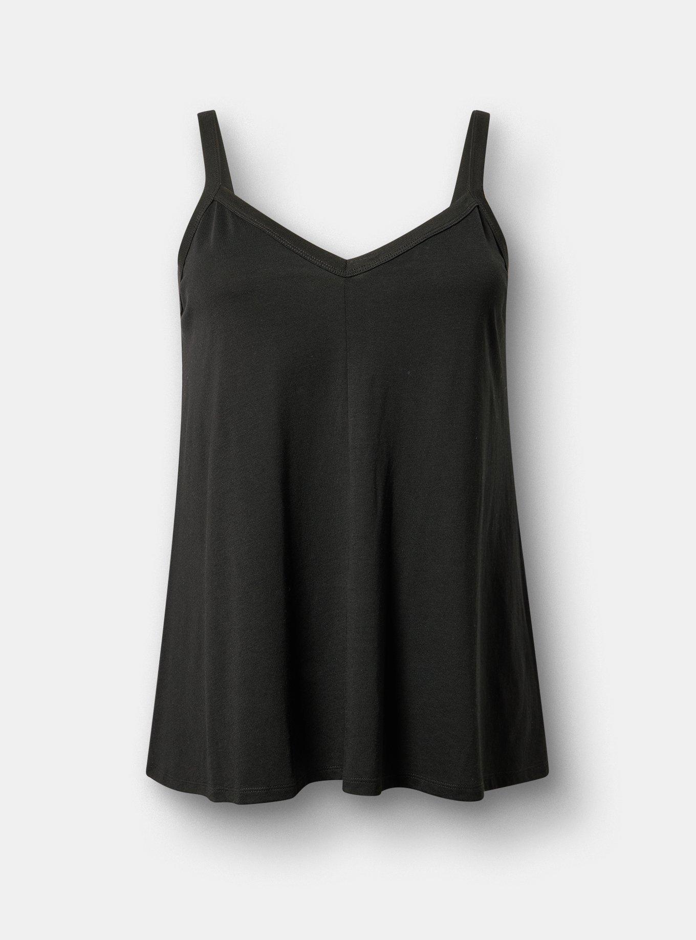 Signature Jersey V-Neck Swing Tank, DEEP BLACK, hi-res