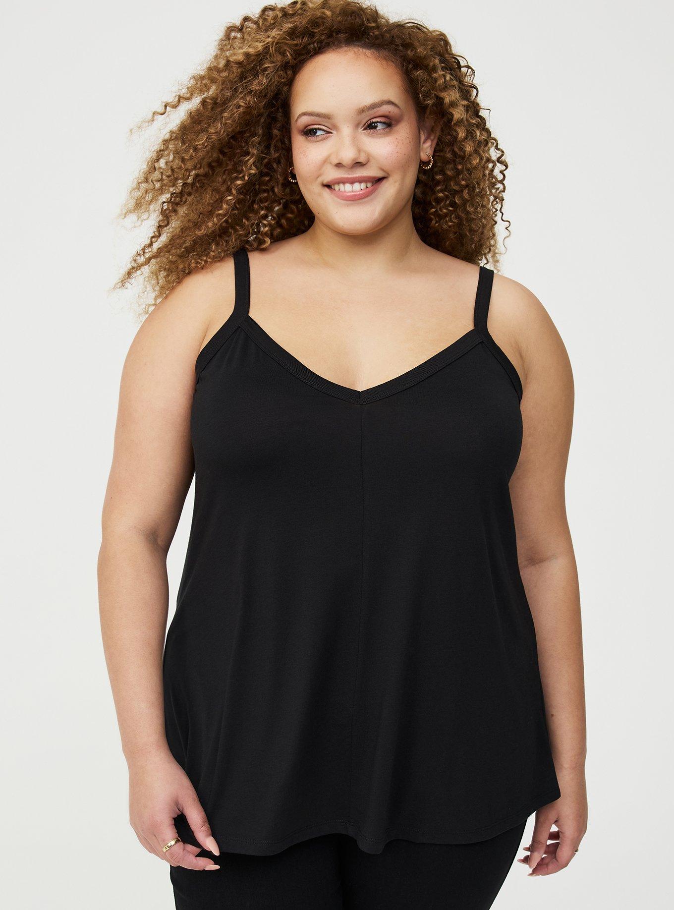 Signature Jersey V-Neck Swing Tank, DEEP BLACK, hi-res