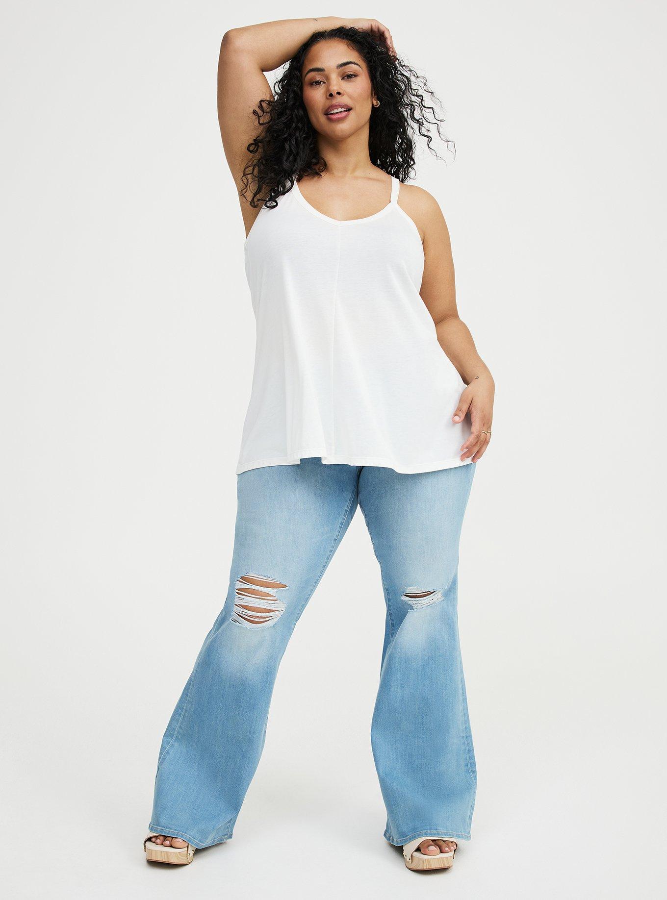Signature Jersey V-Neck Swing Tank, BLANC DE BLANC, alternate
