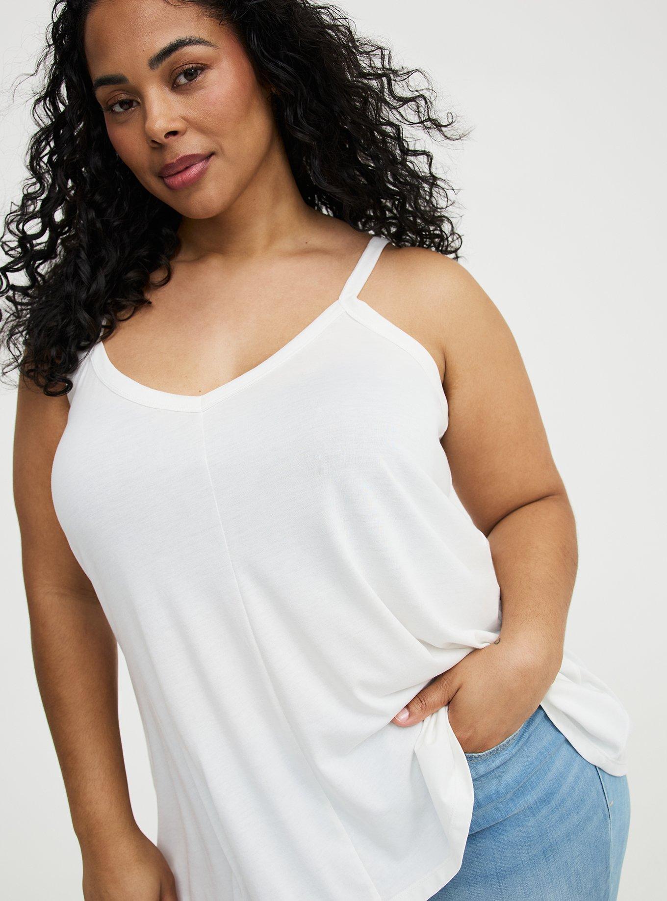 Signature Jersey V-Neck Swing Tank, BLANC DE BLANC, alternate