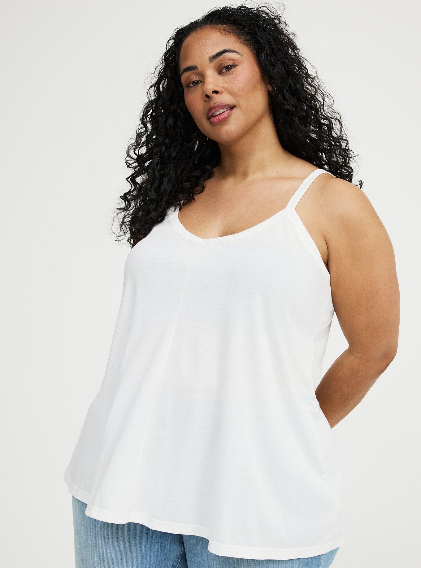 Signature Jersey V-Neck Swing Tank, BLANC DE BLANC, alternate
