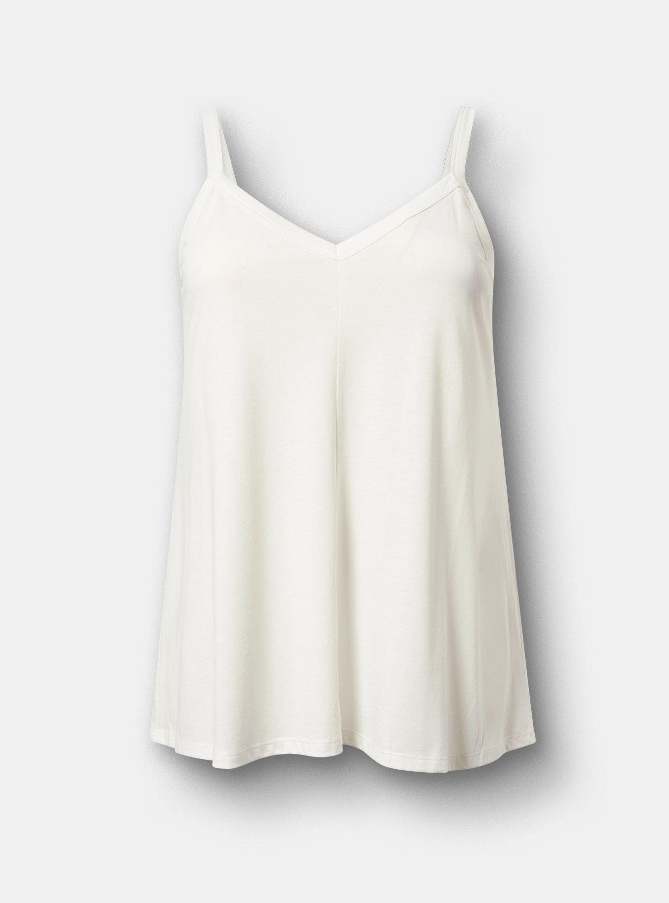 Signature Jersey V-Neck Swing Tank, BLANC DE BLANC, hi-res