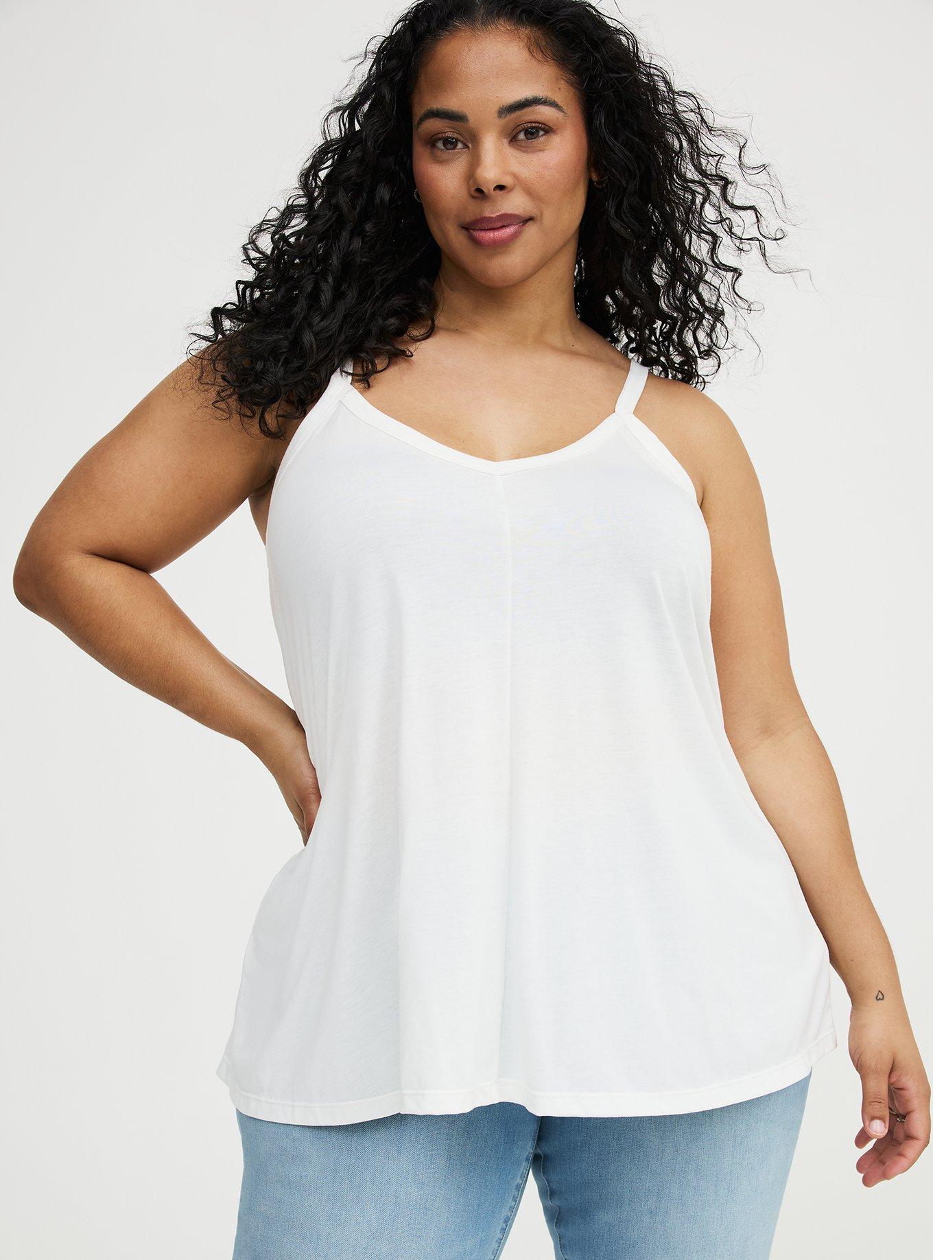 Signature Jersey V-Neck Swing Tank, BLANC DE BLANC, hi-res