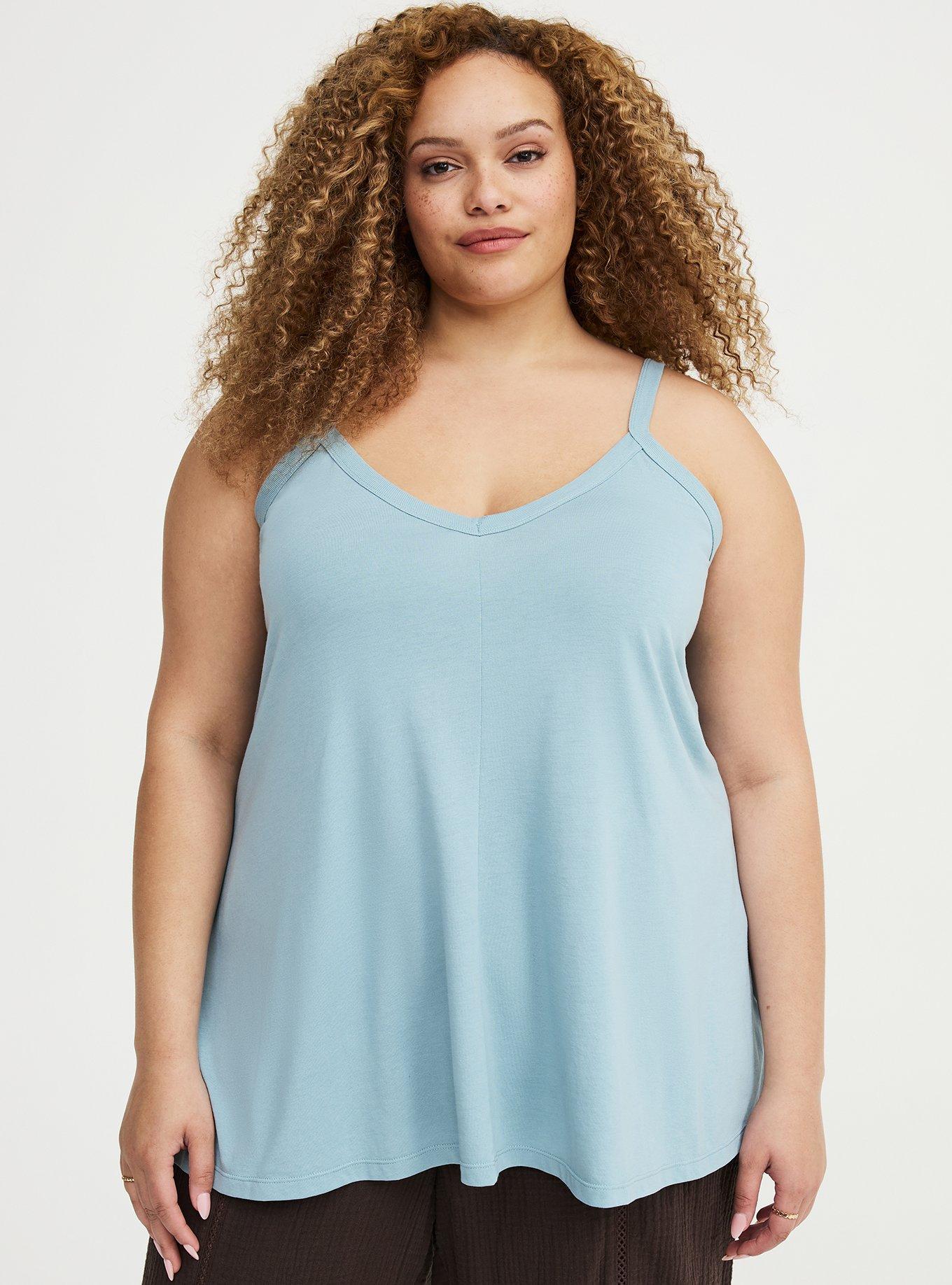 Signature Jersey V-Neck Swing Tank, STONE BLUE, hi-res