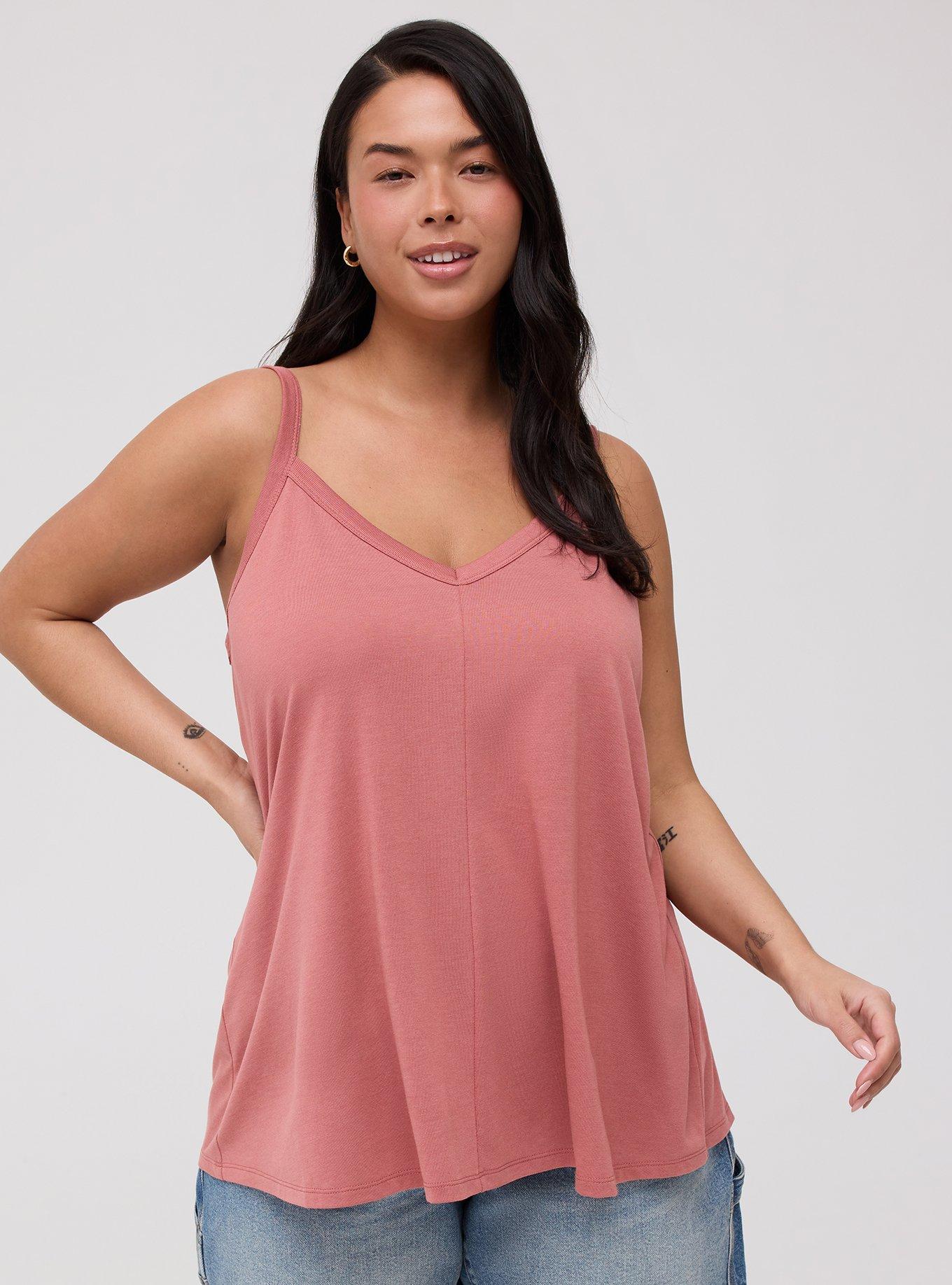 Signature Jersey V-Neck Swing Tank, LIGHT MAHOGANY, hi-res