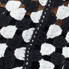Crochet Open Front Cardigan, SWEATER KNIT MEDALLION BLACK WHITE, swatch