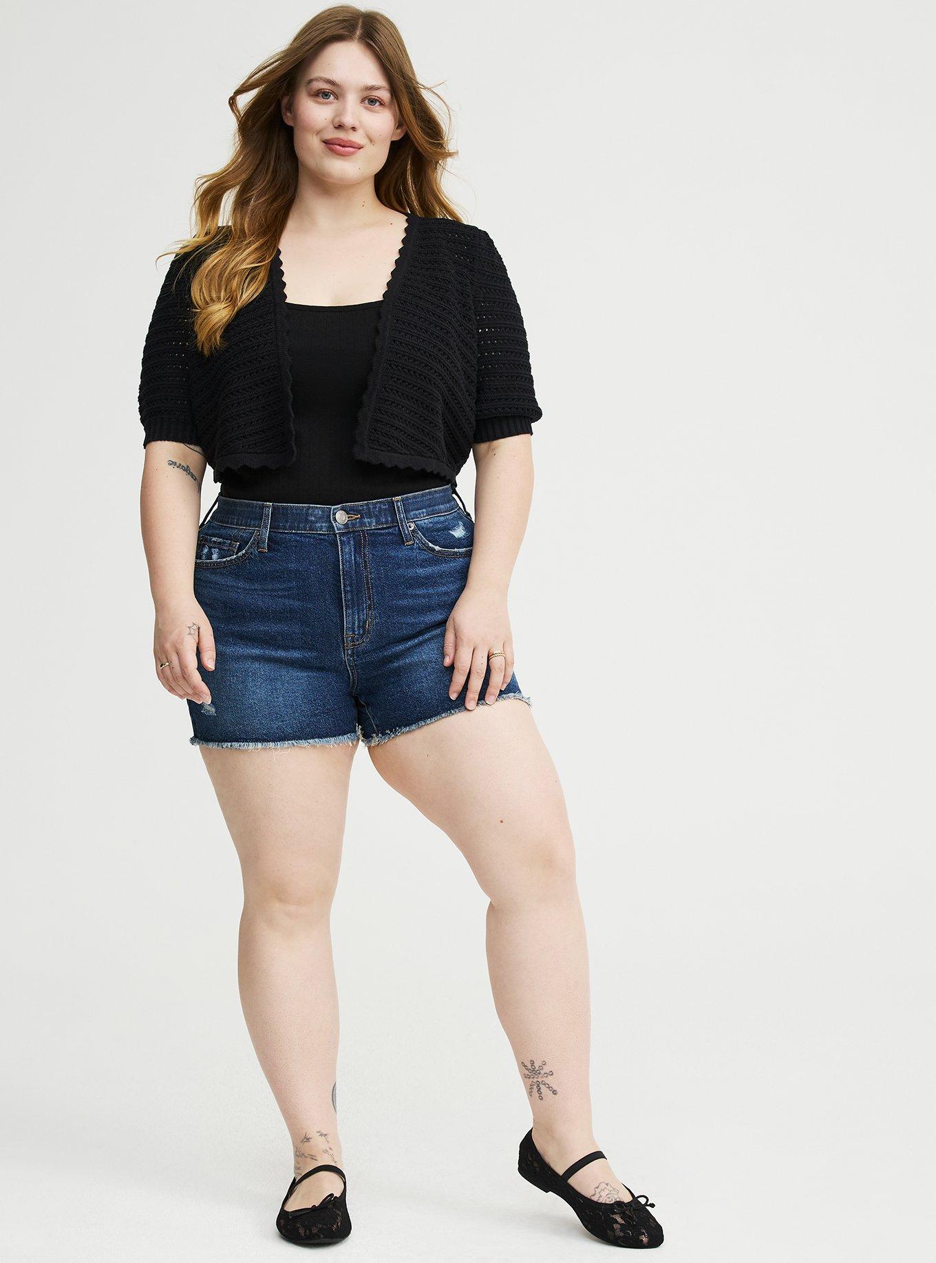 Pointelle Open Front Shrug, DEEP BLACK, alternate