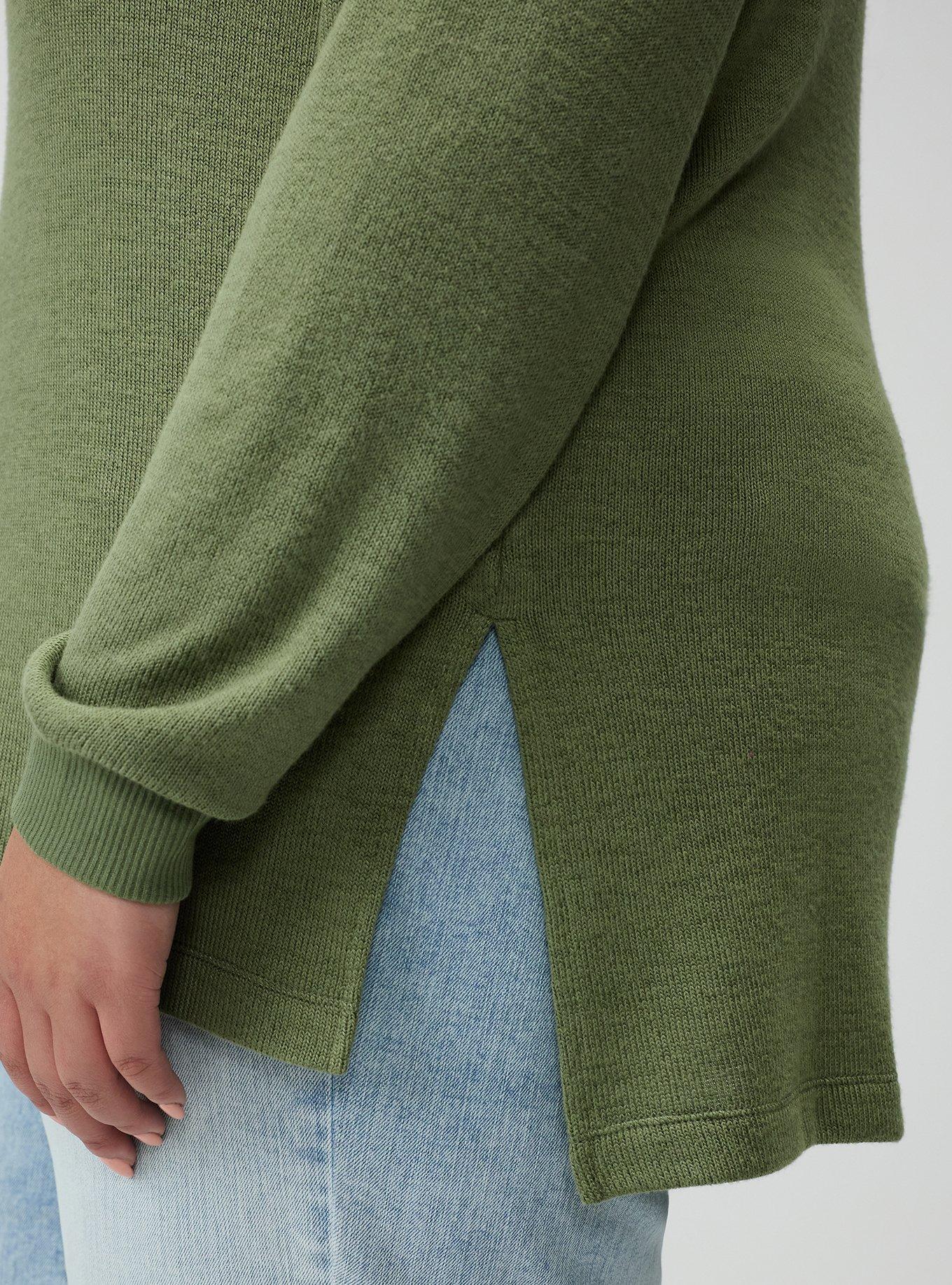 Hacci Off-Shoulder Pullover Sweater, OLIVINE, alternate