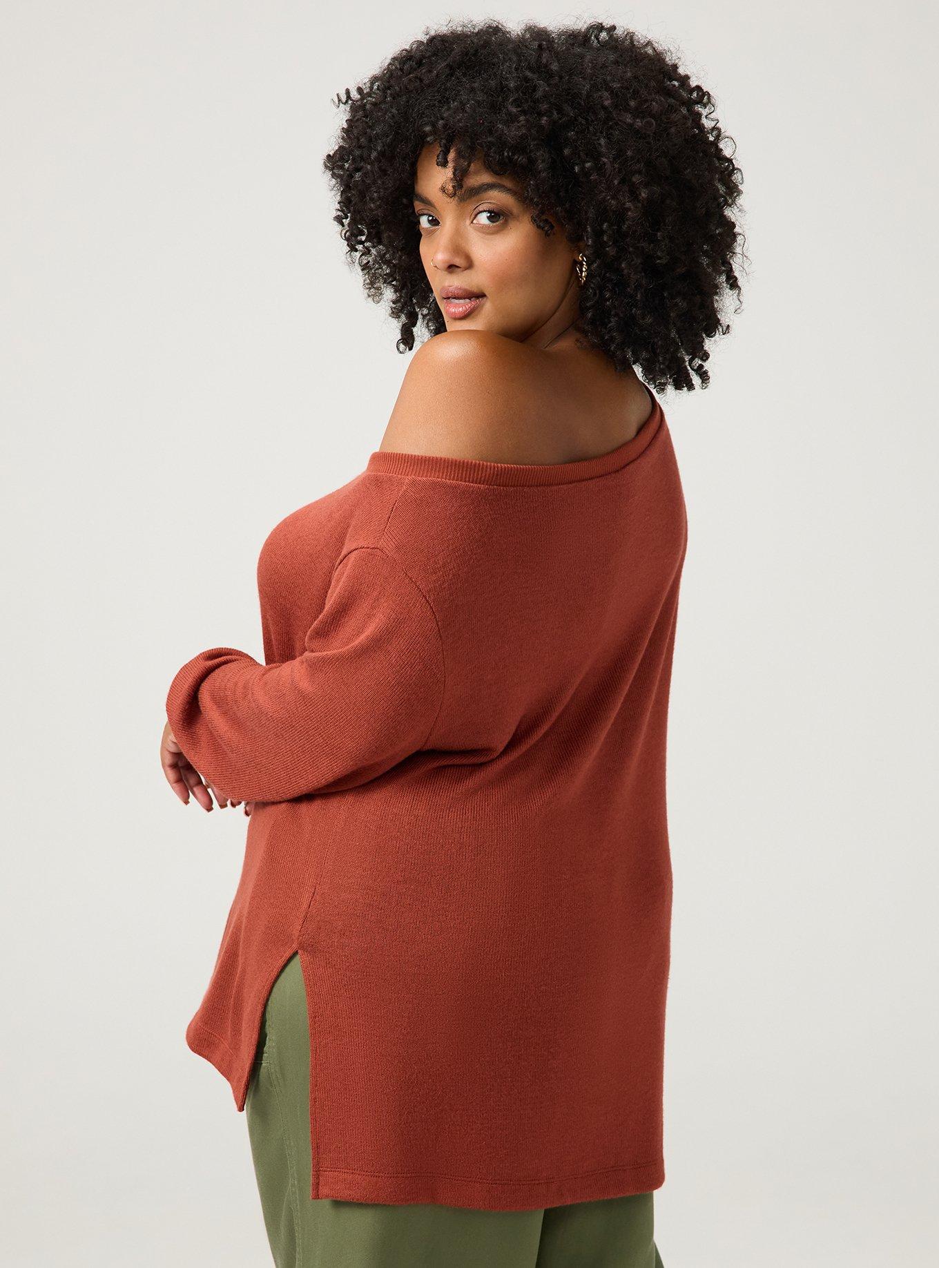 Hacci Off-Shoulder Pullover Sweater, ROASTED RUSSET, alternate