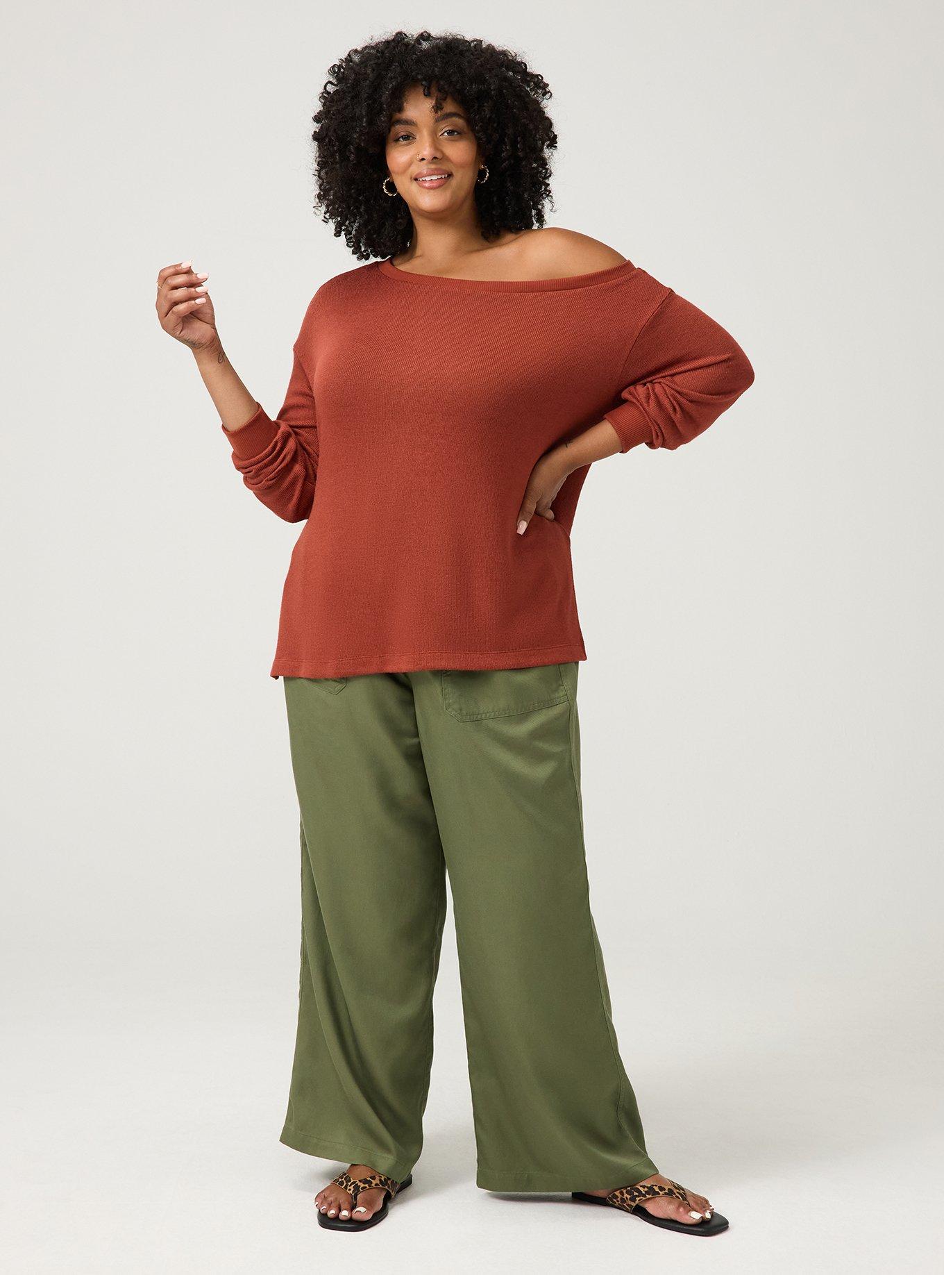 Hacci Off-Shoulder Pullover Sweater, ROASTED RUSSET, alternate