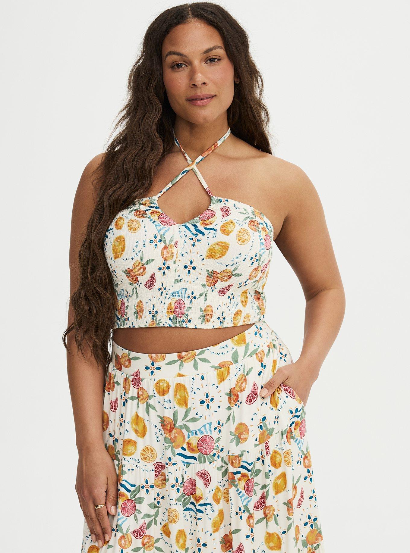 Smocked Maxi Skirt Set, FRUITY PICNIC IVORY, alternate