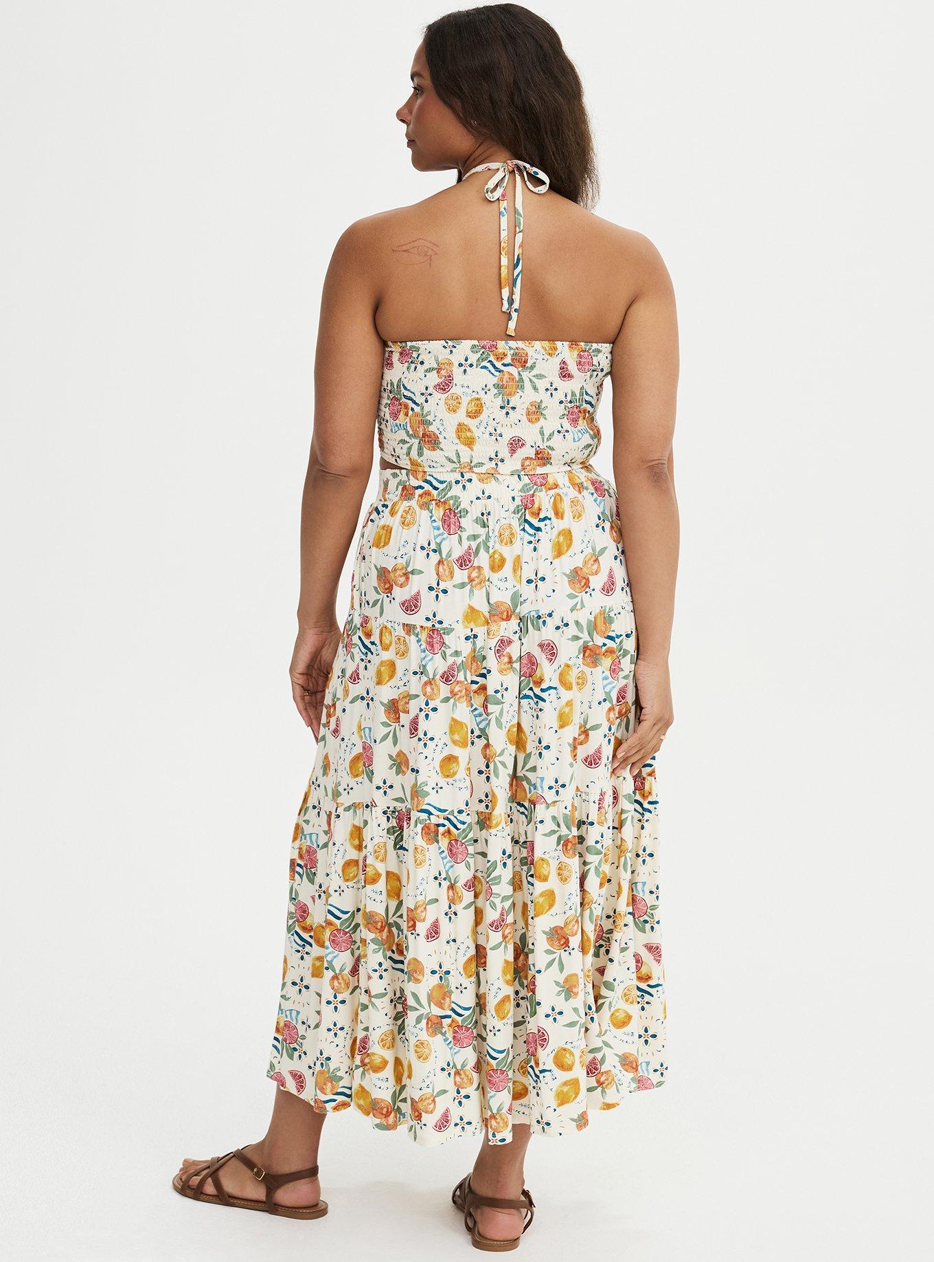 Smocked Maxi Skirt Set, FRUITY PICNIC IVORY, alternate