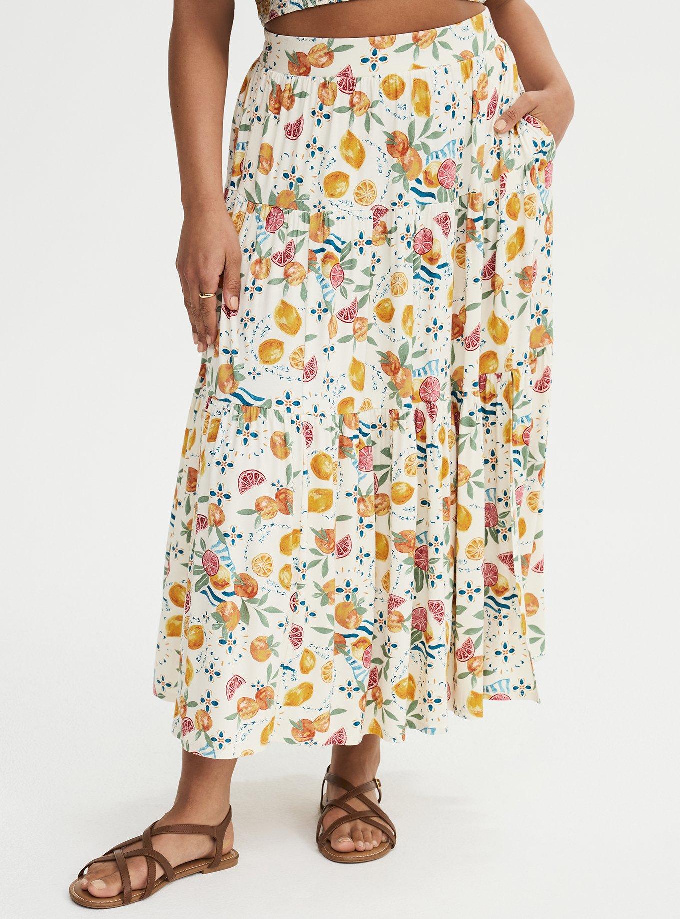 Smocked Maxi Skirt Set, FRUITY PICNIC IVORY, alternate