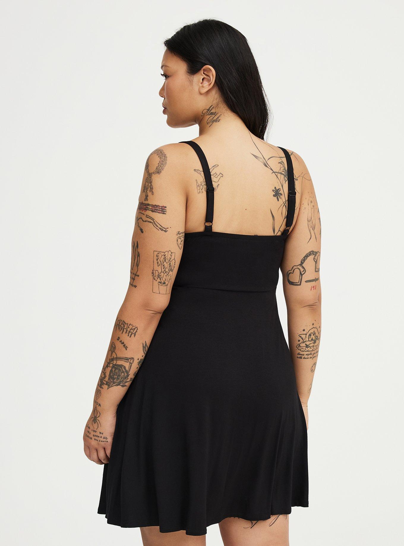 Sweetheart O-Ring Mini Dress, DEEP BLACK, alternate