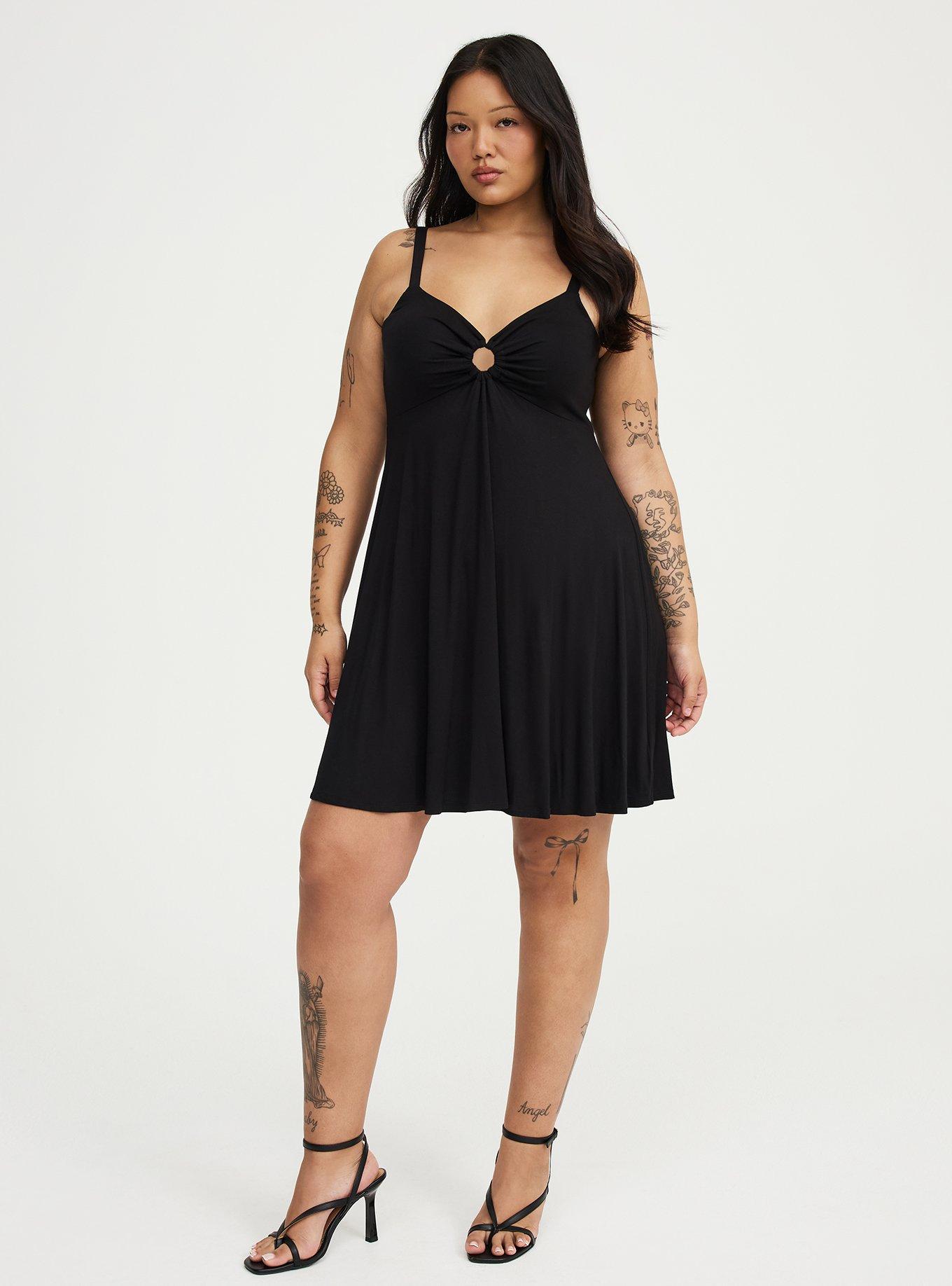 Sweetheart O-Ring Mini Dress, DEEP BLACK, alternate