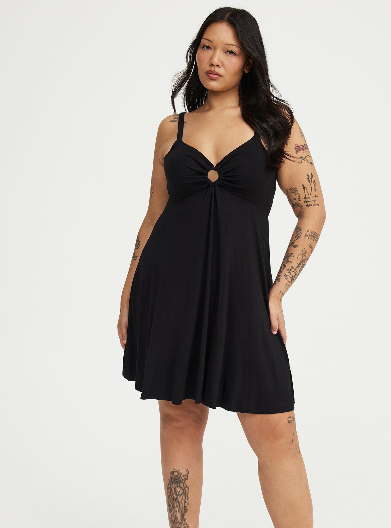 Sweetheart O-Ring Mini Dress, DEEP BLACK, alternate