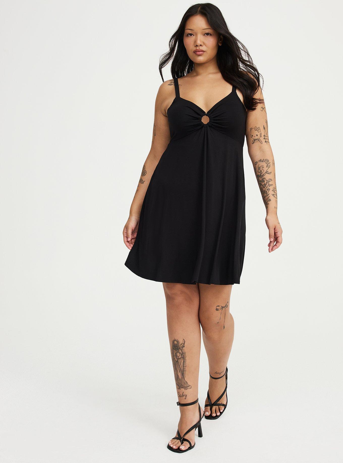 Sweetheart O-Ring Mini Dress, DEEP BLACK, alternate