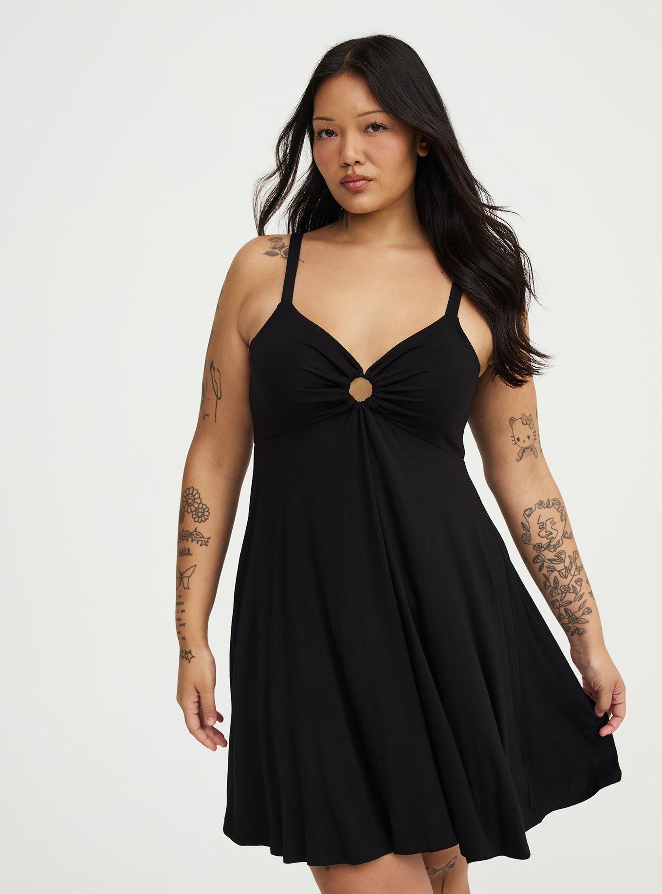 Sweetheart O-Ring Mini Dress, DEEP BLACK, hi-res