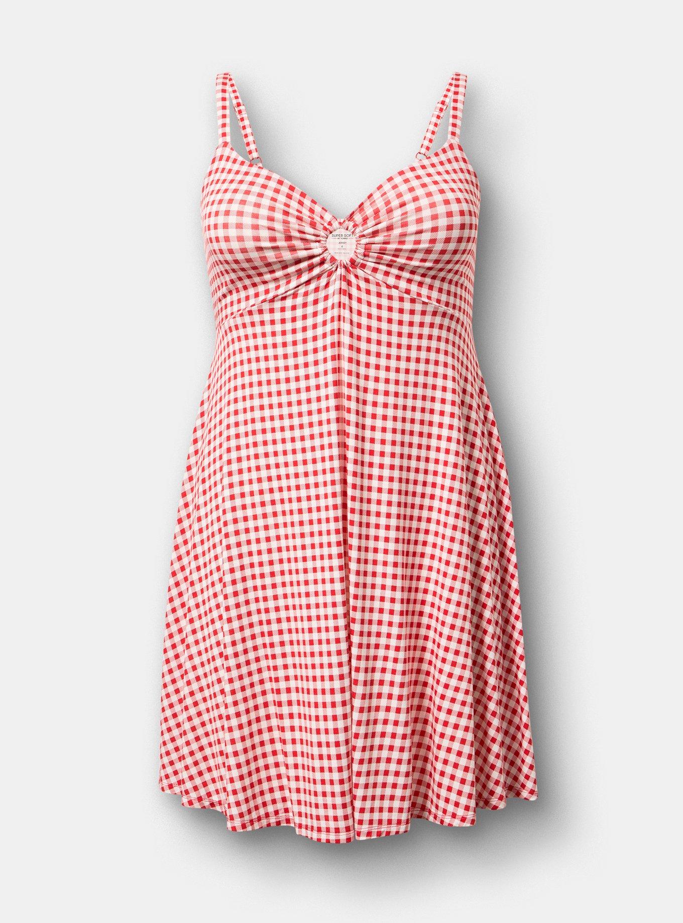 Sweetheart O-Ring Mini Dress, SOPHIE GINGHAM RED, hi-res