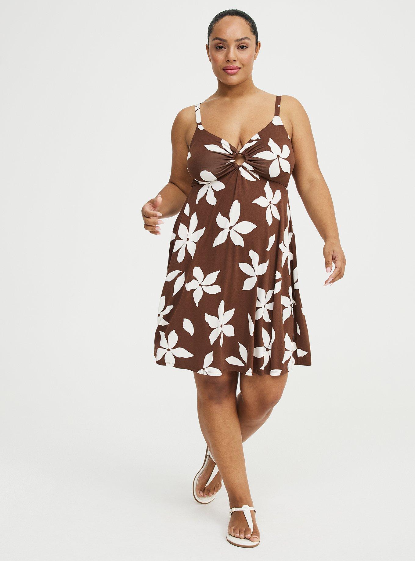 Sweetheart O-Ring Mini Dress, GABRIELLA FLORAL BROWN, alternate
