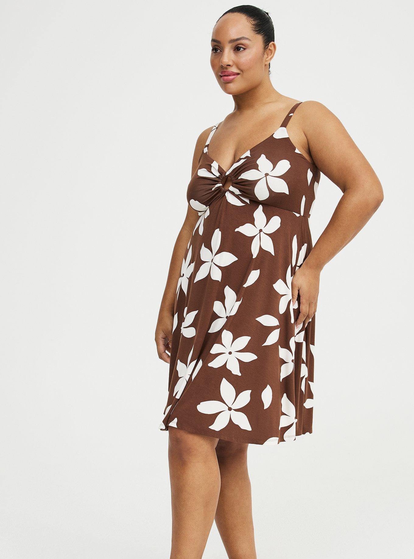 Sweetheart O-Ring Mini Dress, GABRIELLA FLORAL BROWN, alternate