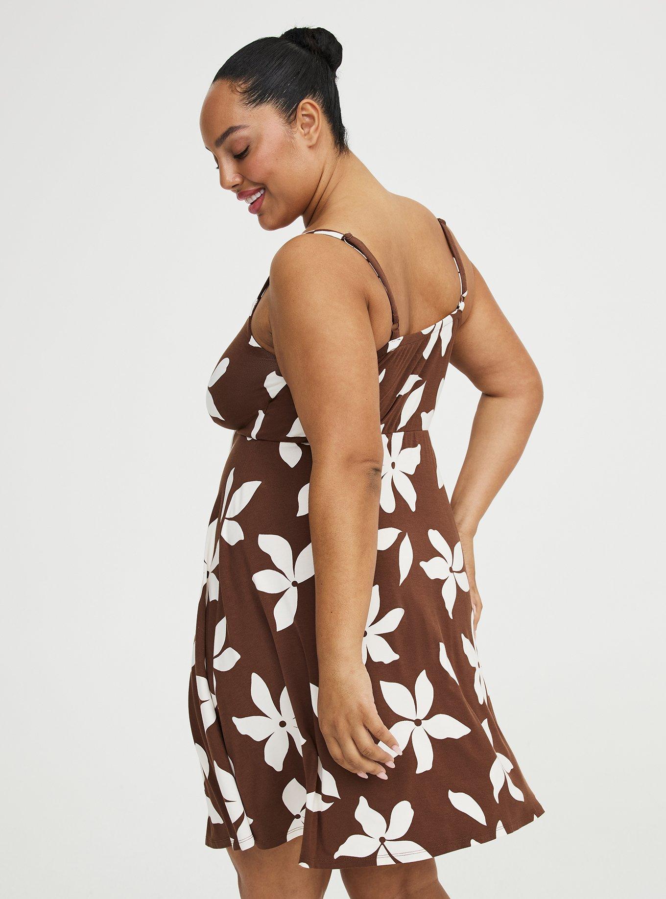 Sweetheart O-Ring Mini Dress, GABRIELLA FLORAL BROWN, alternate