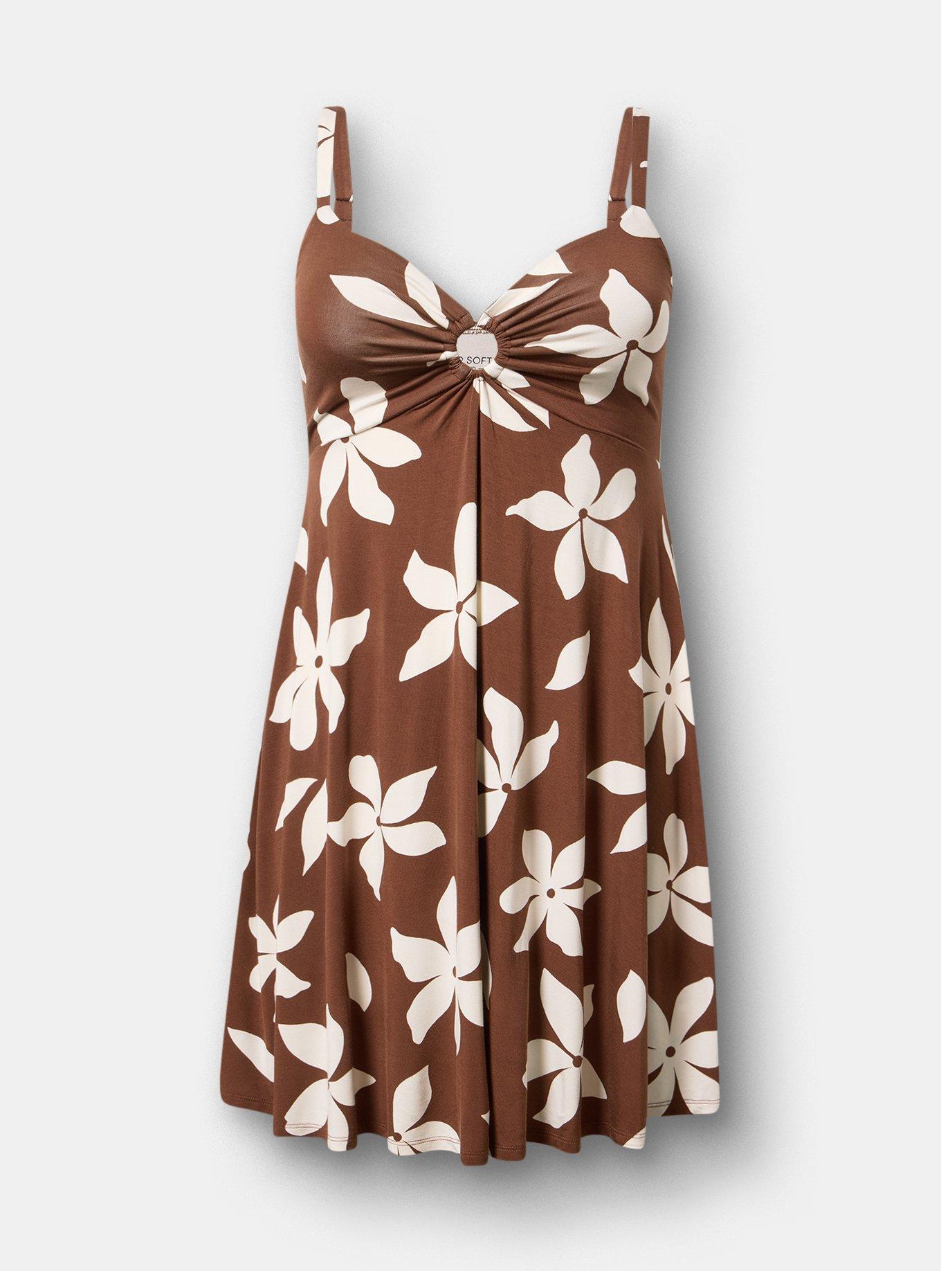Sweetheart O-Ring Mini Dress, GABRIELLA FLORAL BROWN, hi-res
