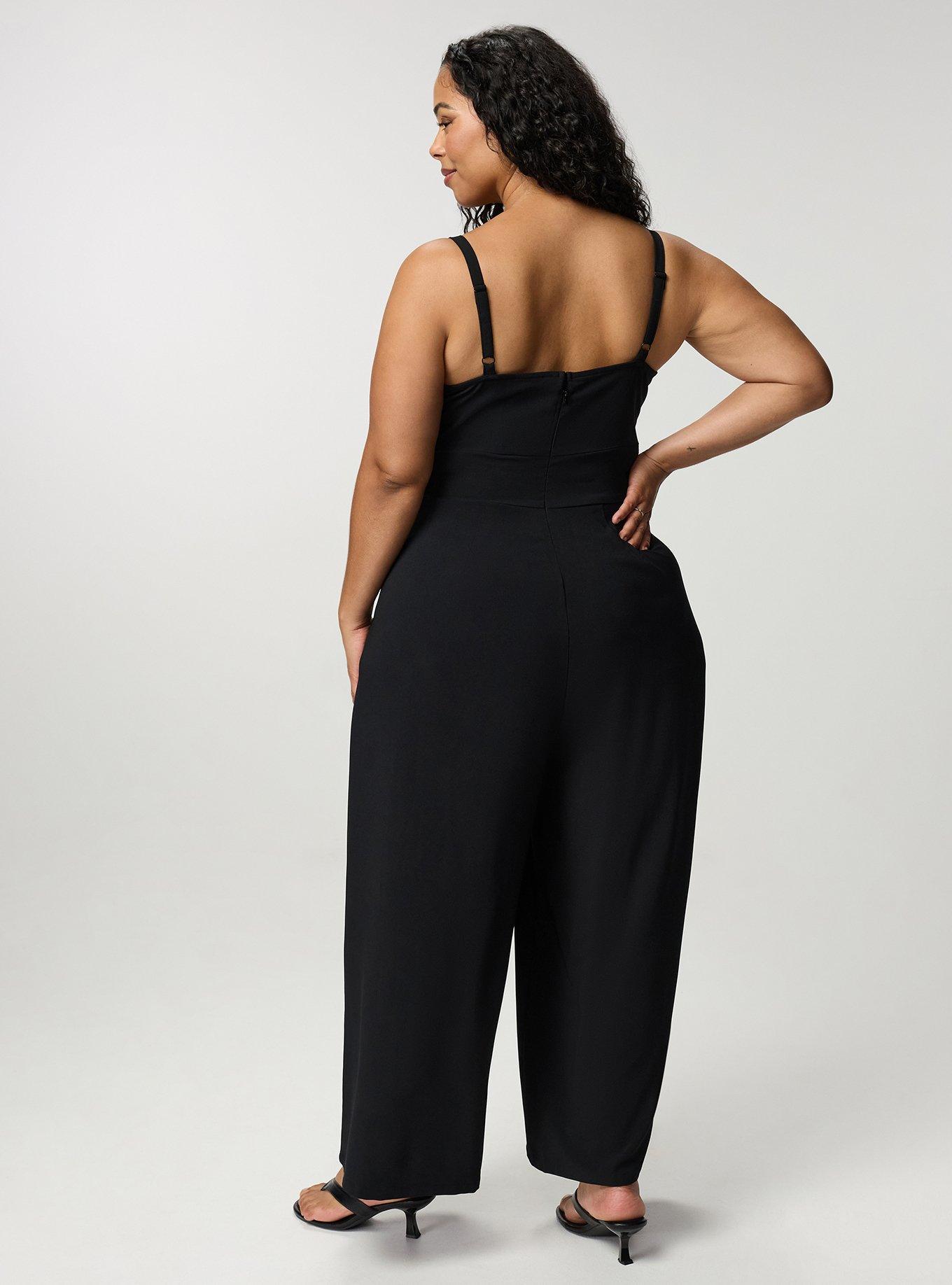 Studio Crepe Wide Leg Jumpsuit, DEEP BLACK, alternate