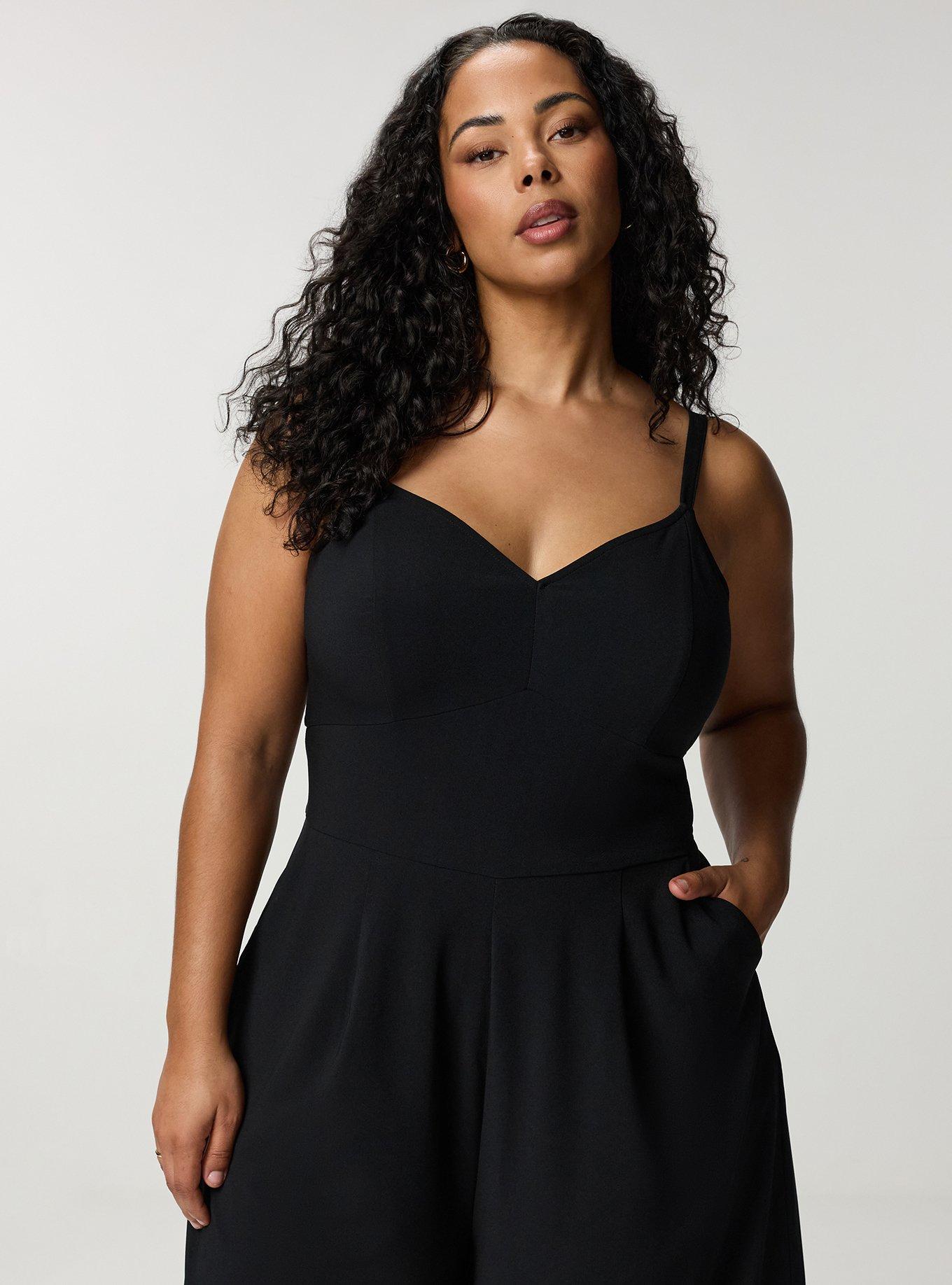 Studio Crepe Wide Leg Jumpsuit, DEEP BLACK, alternate