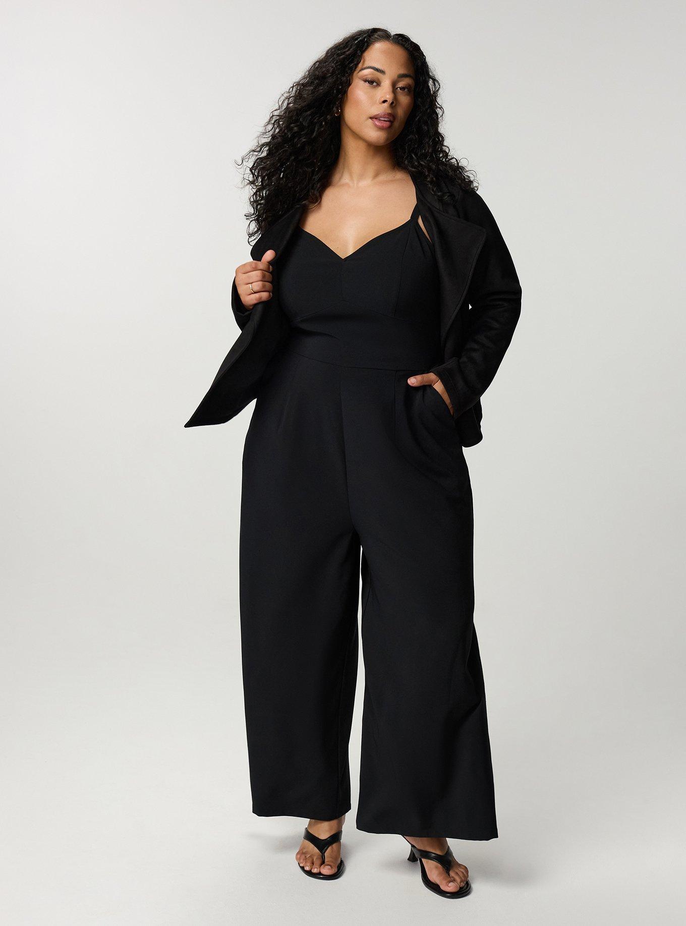 Studio Crepe Wide Leg Jumpsuit, DEEP BLACK, alternate