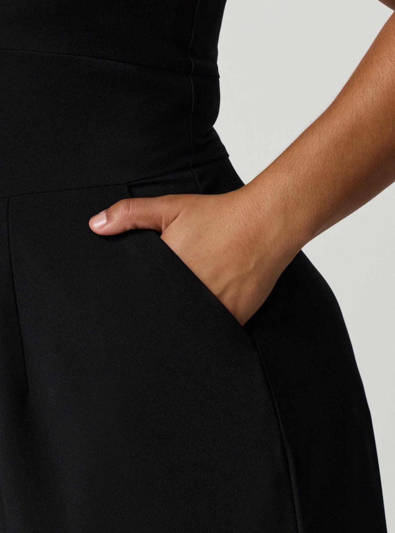 Studio Crepe Wide Leg Jumpsuit, DEEP BLACK, alternate