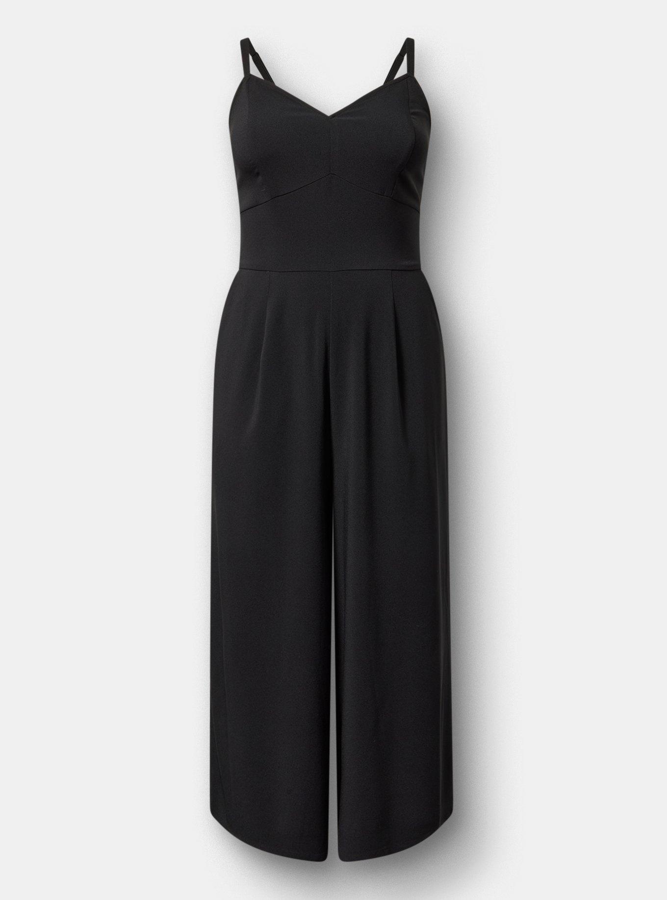 Studio Crepe Wide Leg Jumpsuit, DEEP BLACK, flat