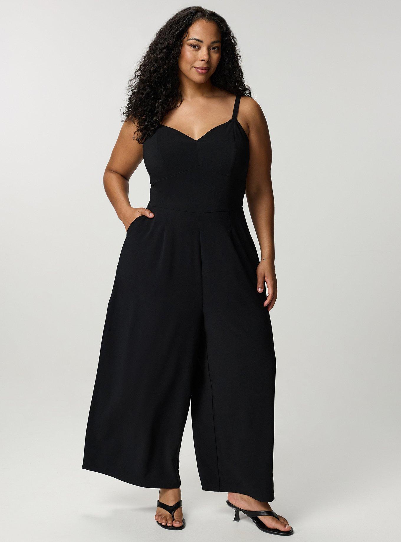 Studio Crepe Wide Leg Jumpsuit, DEEP BLACK, hi-res