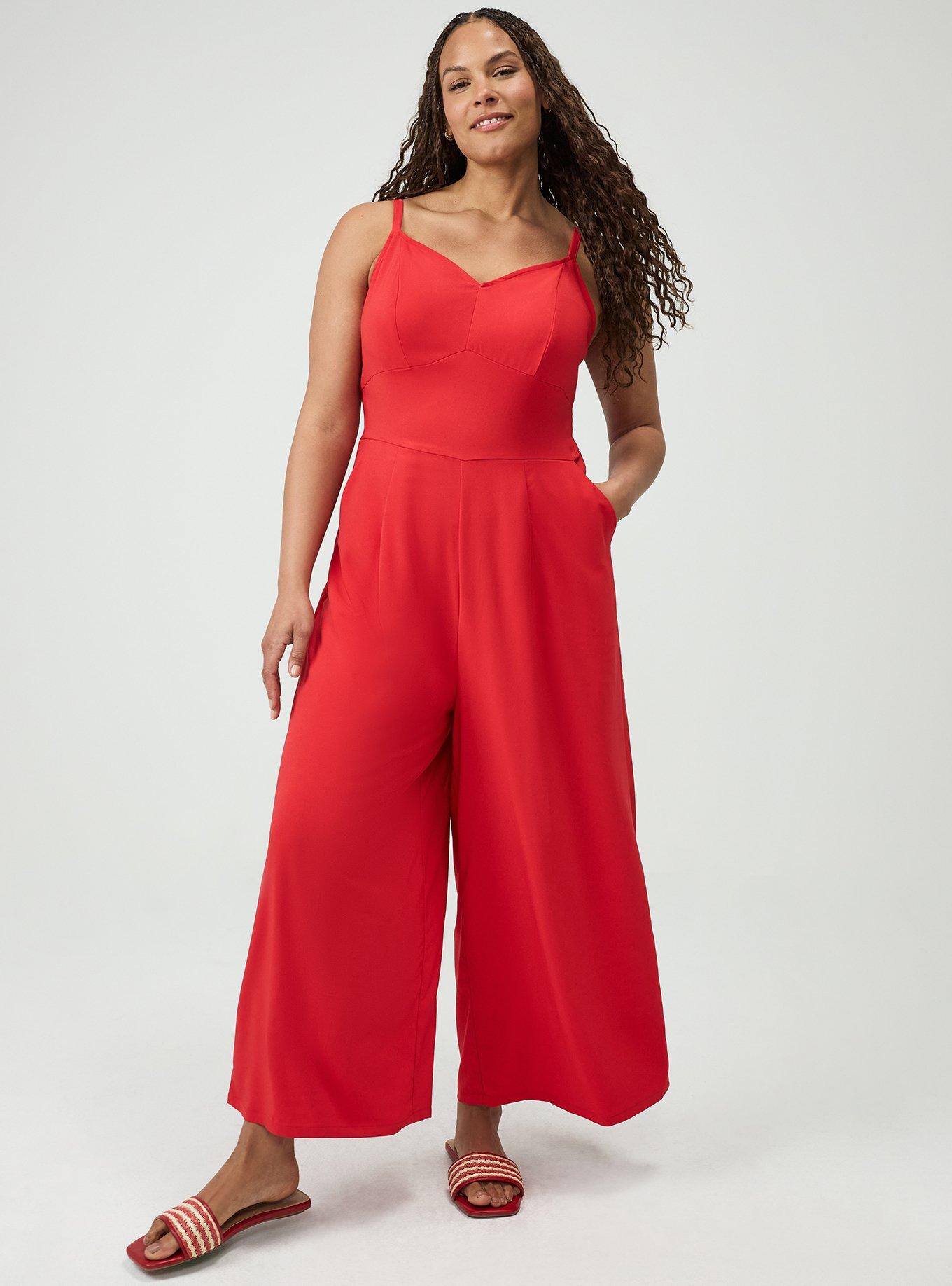 Studio Crepe Wide Leg Jumpsuit, TRUE RED, alternate
