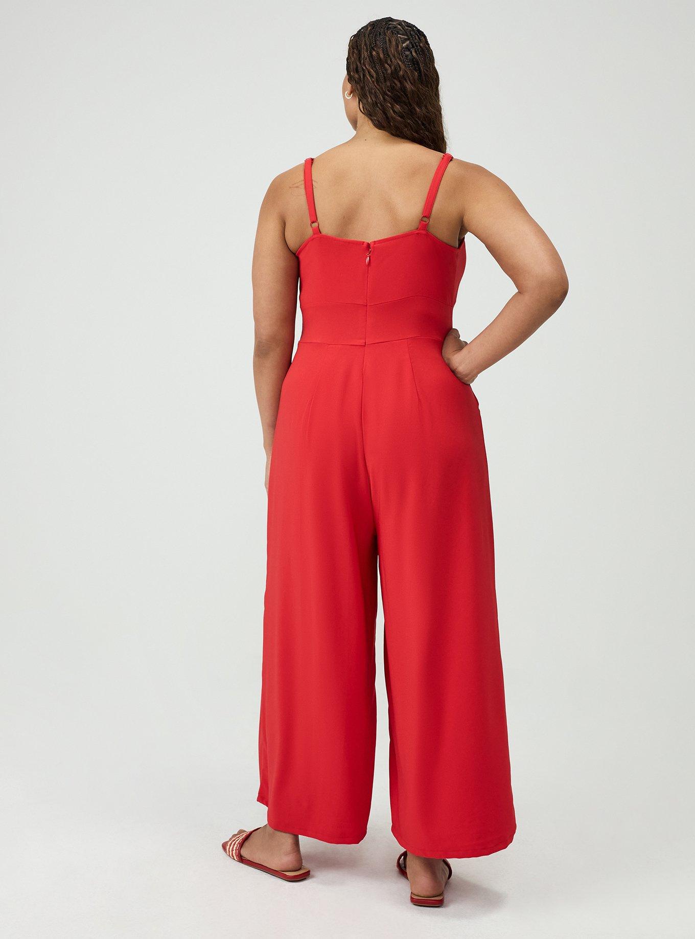 Studio Crepe Wide Leg Jumpsuit, TRUE RED, alternate